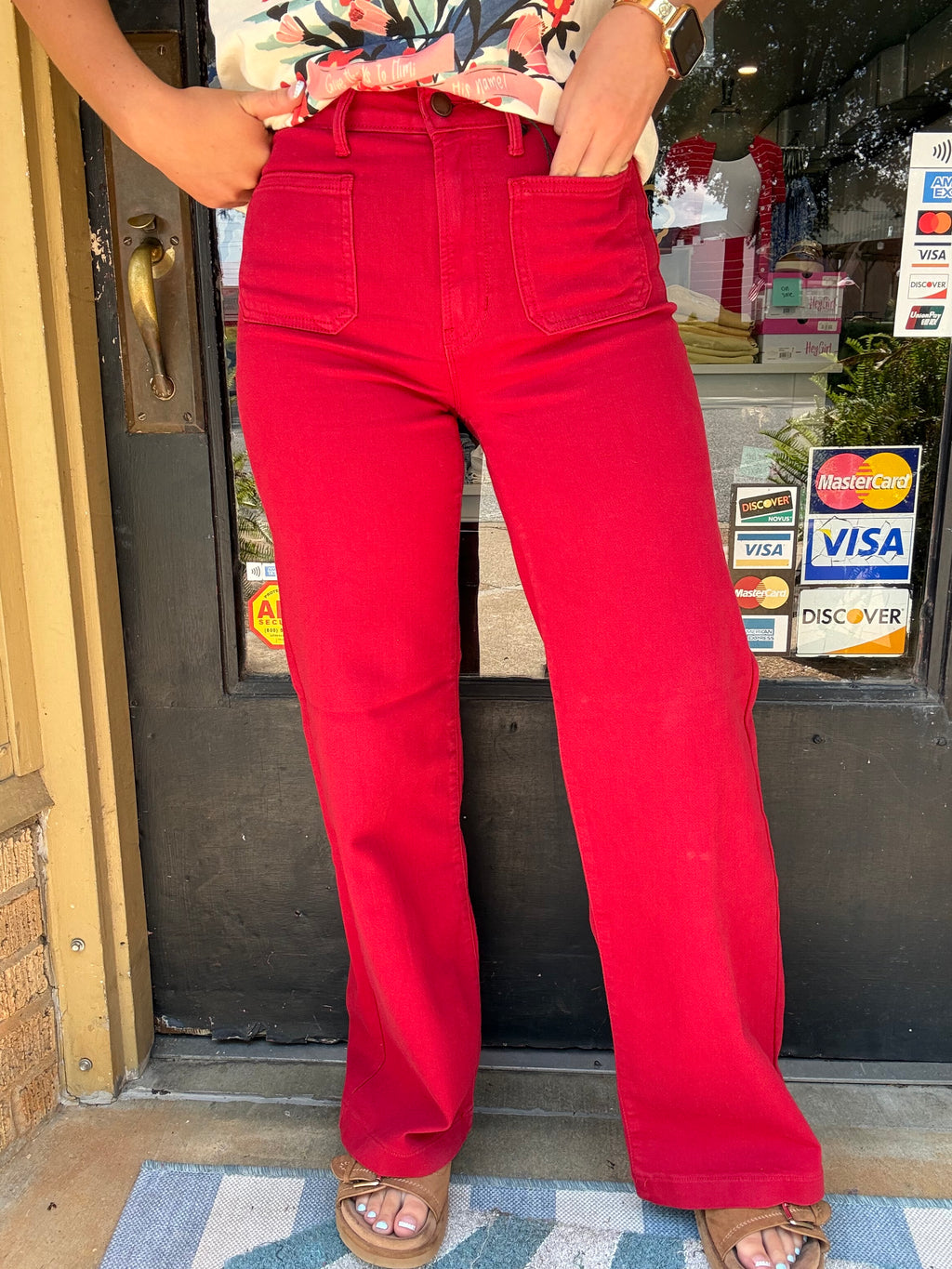 JBD Dark Red Front Pocket Jean
