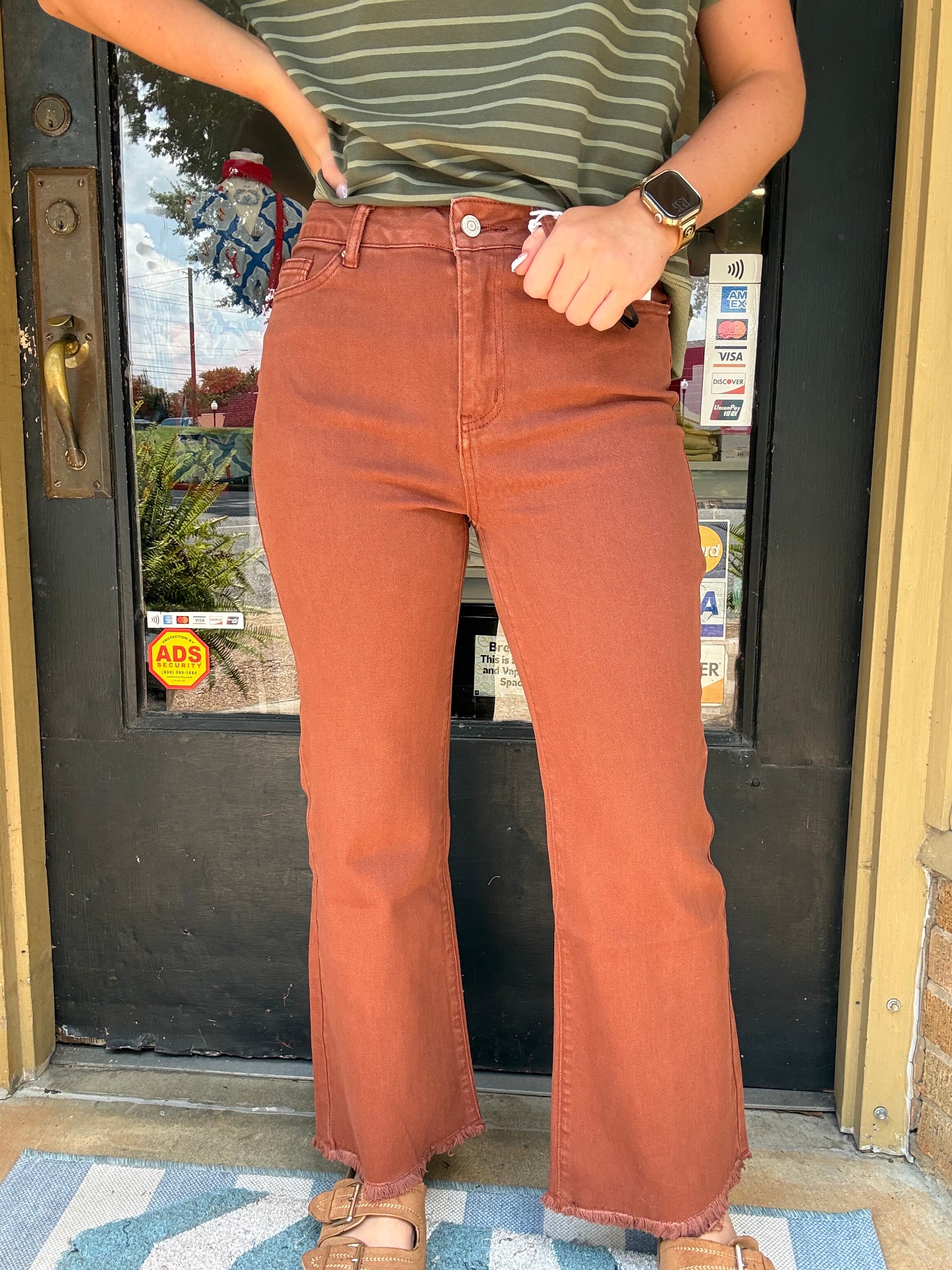 Simply Bootcut Pants- Rust