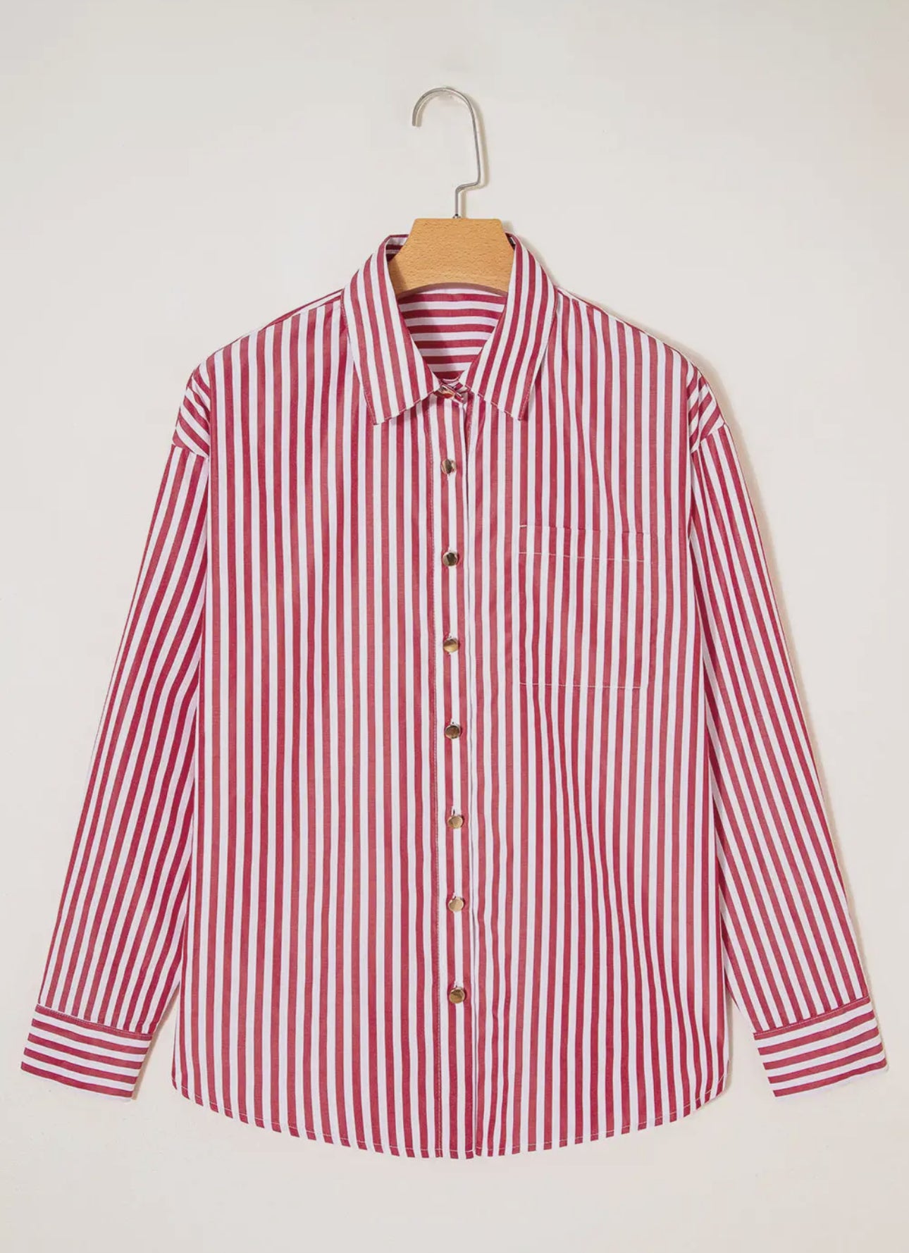 Red Striped Loose Shirt