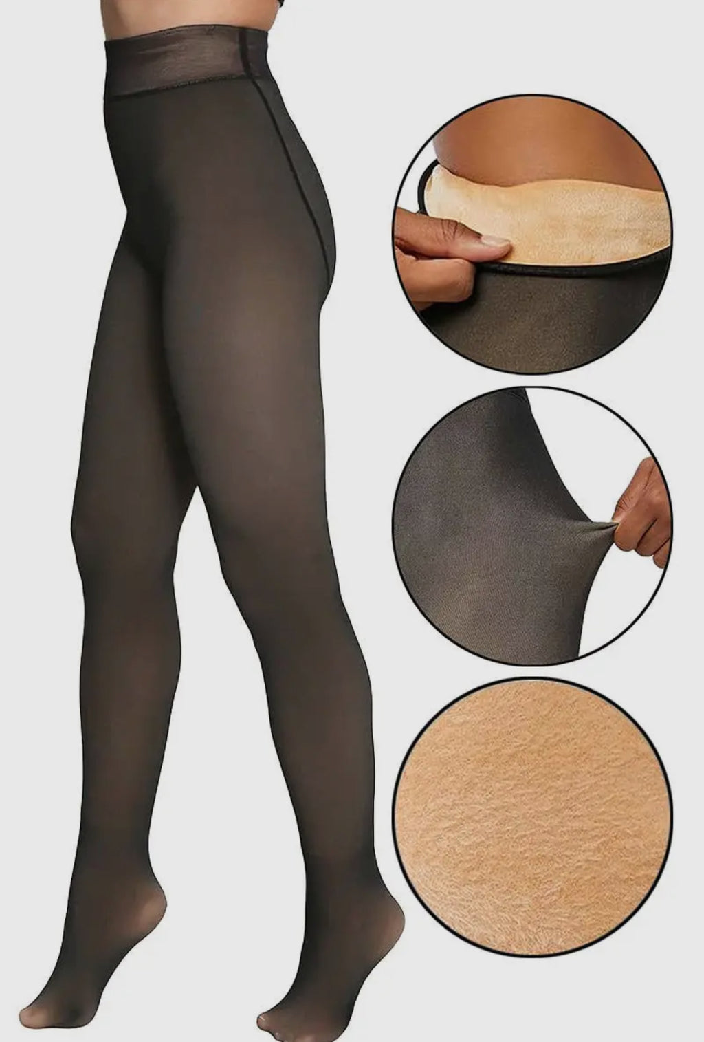 Fake Sheer Fleece Lined Pantyhose Tights