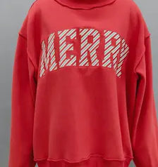 Red Merry Mock Neck Sweatshirt