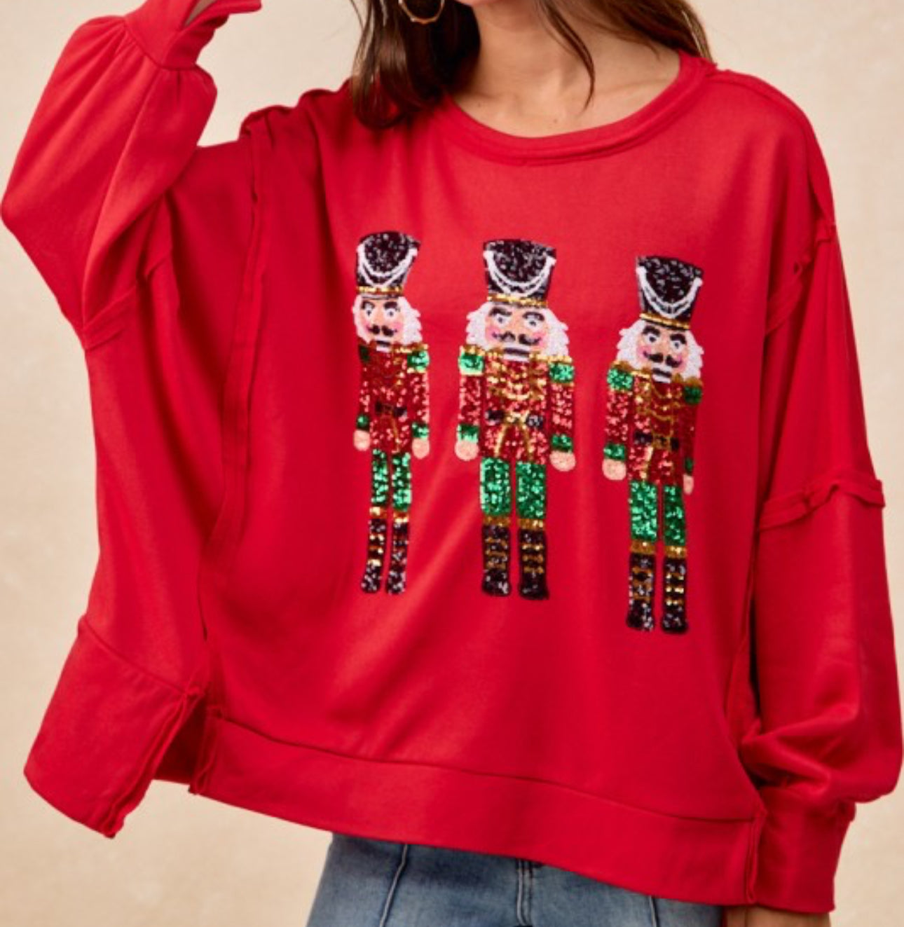Red Sequin Nutcracker Sweatshirt