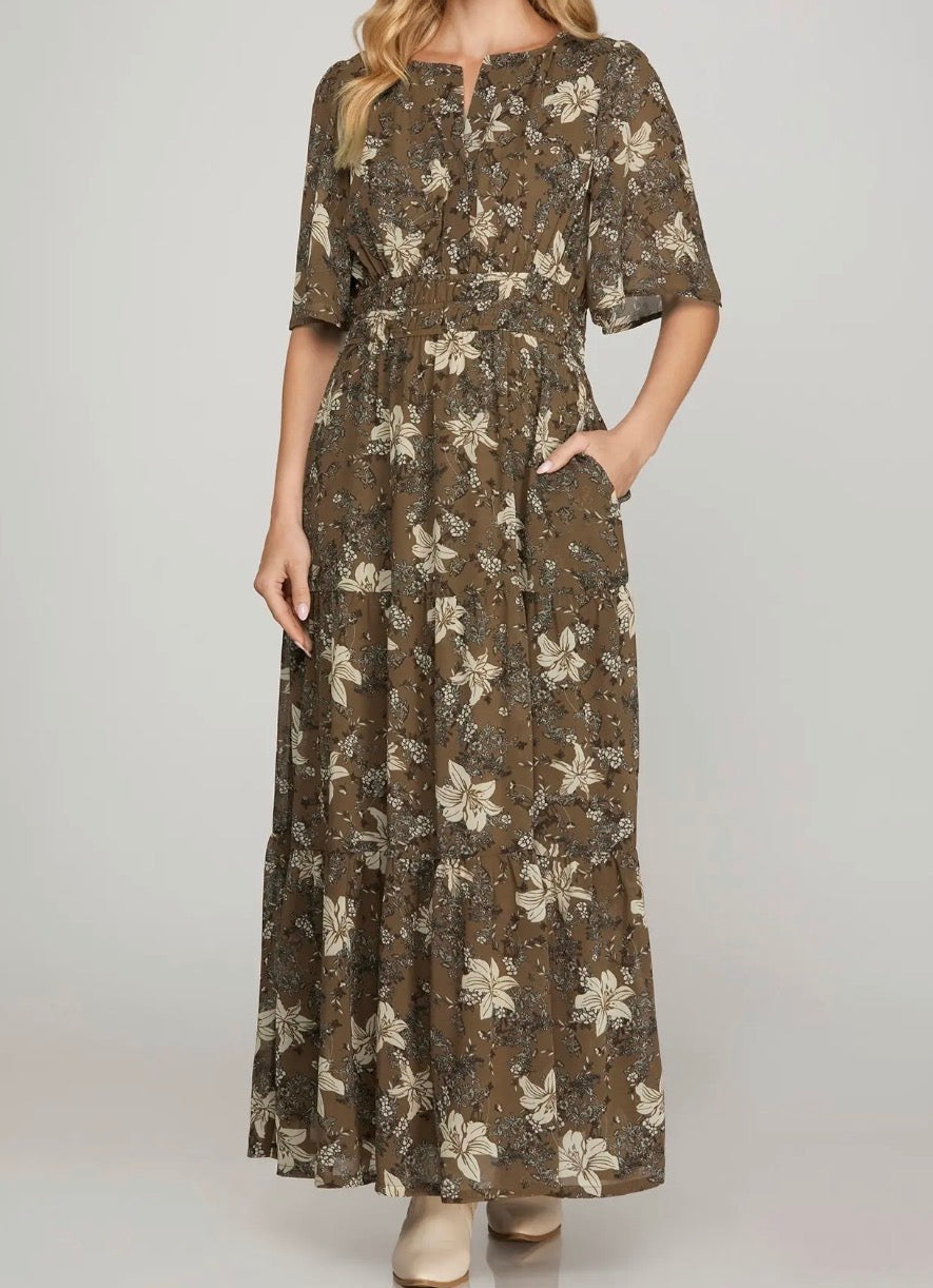 Mocha Magnolia Maxi Dress