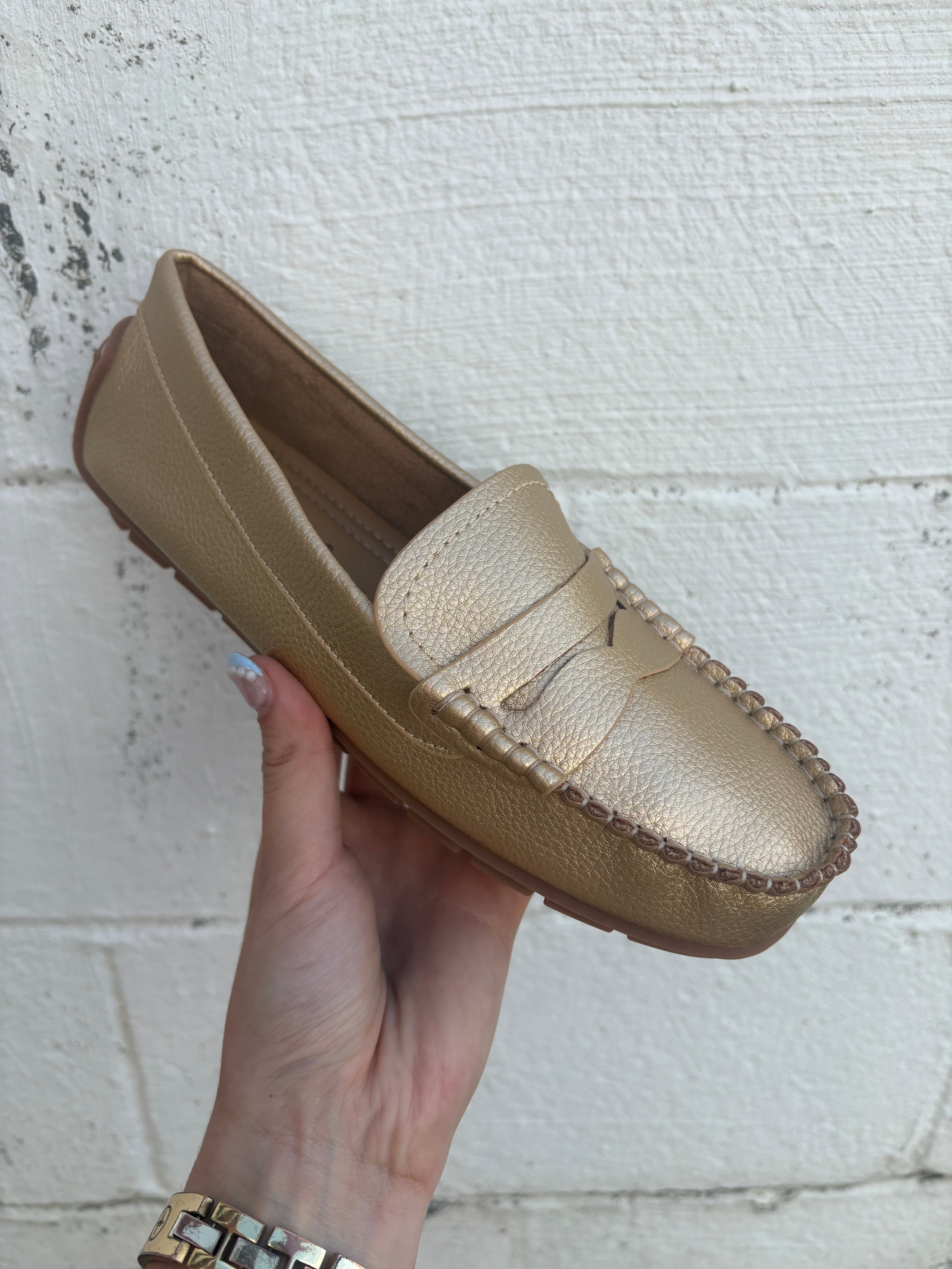 Corkys Penny for your Thoughts Loafers- Gold Pebble