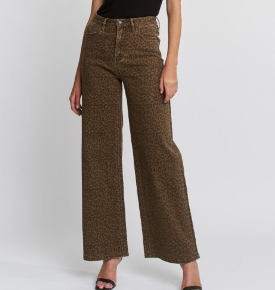 Mica Wide Leg Leopard Jeans