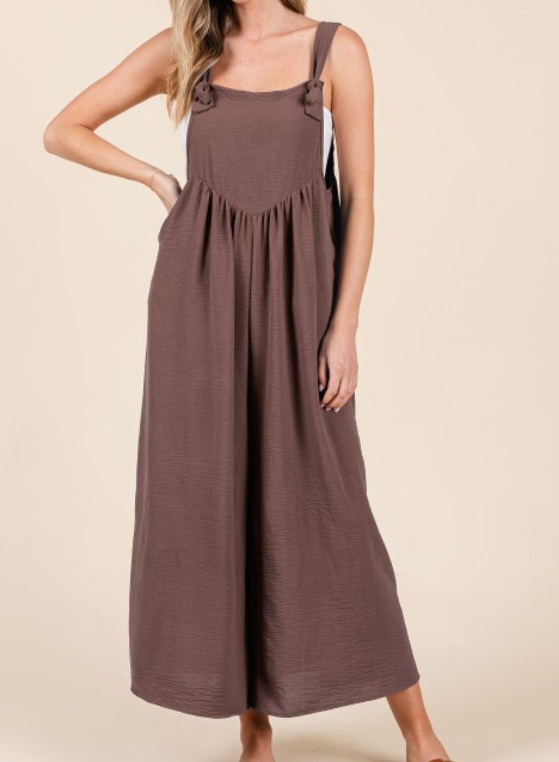 Mocha Wide-Leg Jumpsuit