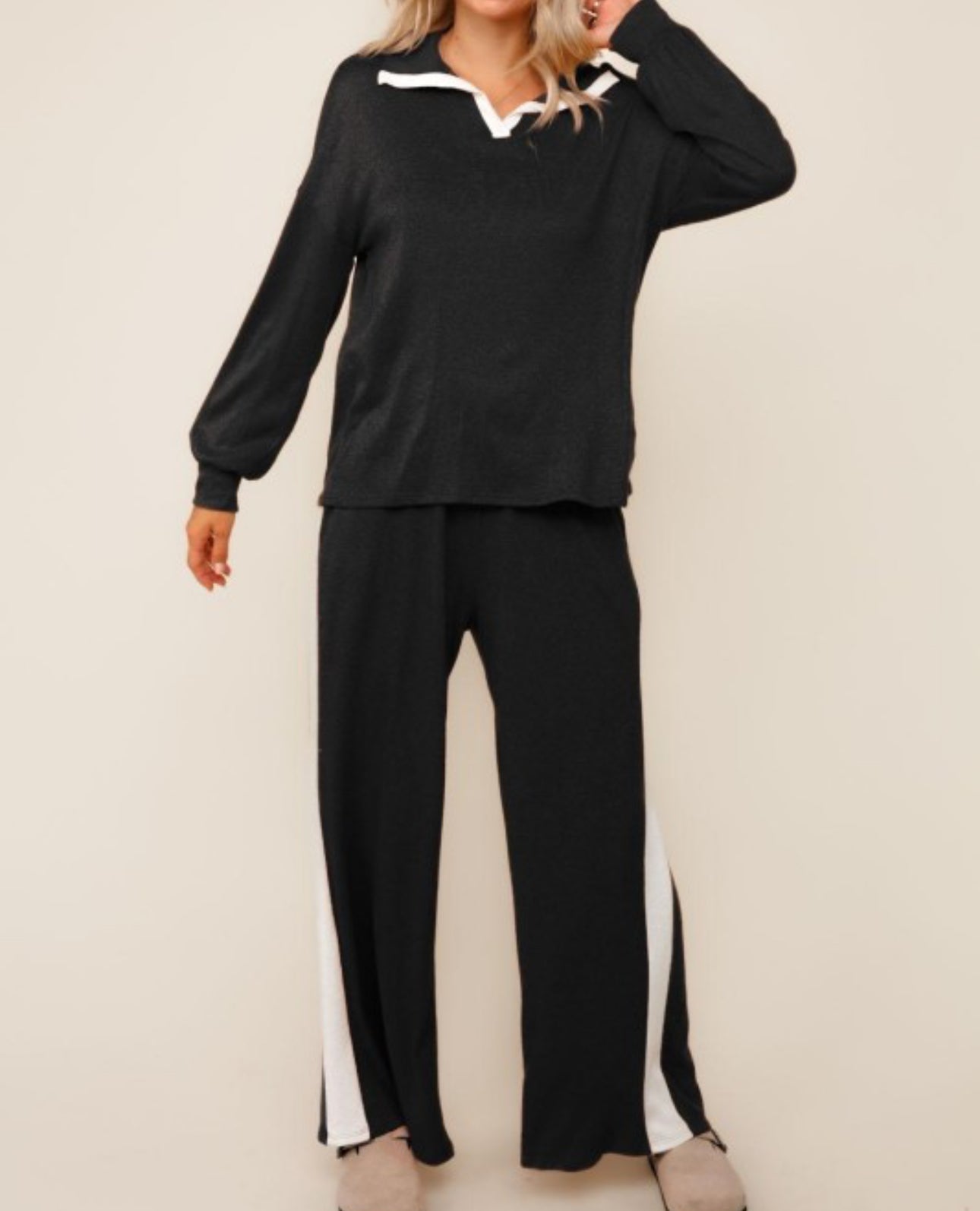 Black Elastic Waist Jogger Pants