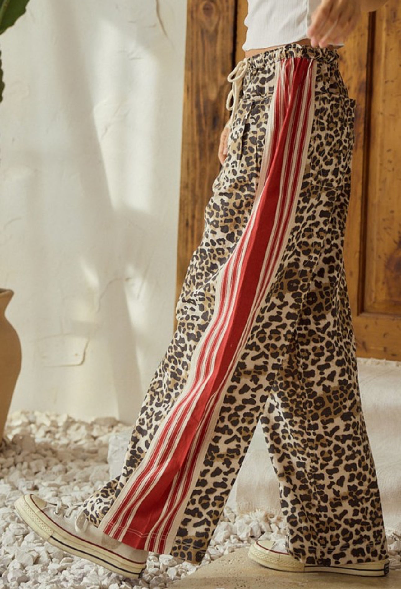 Leopard Red Striped Pants