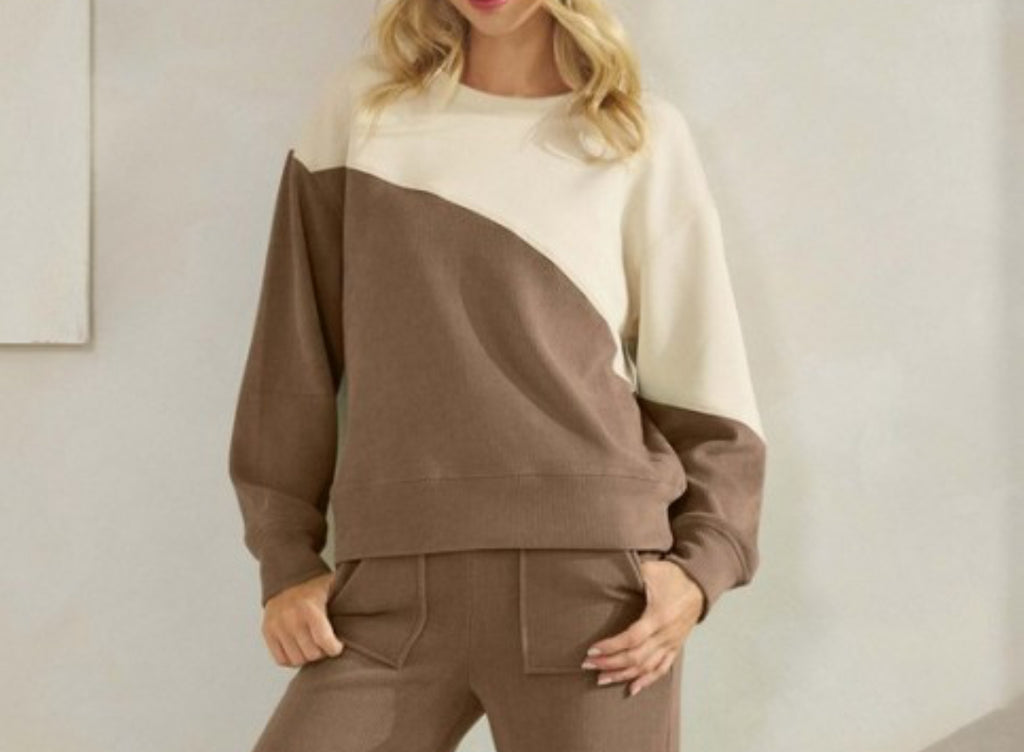 Khaki Two Tone Corduroy Top