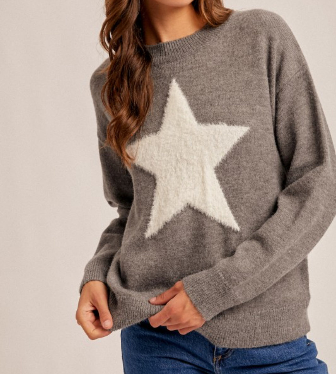 Grey Soft Star Sweater