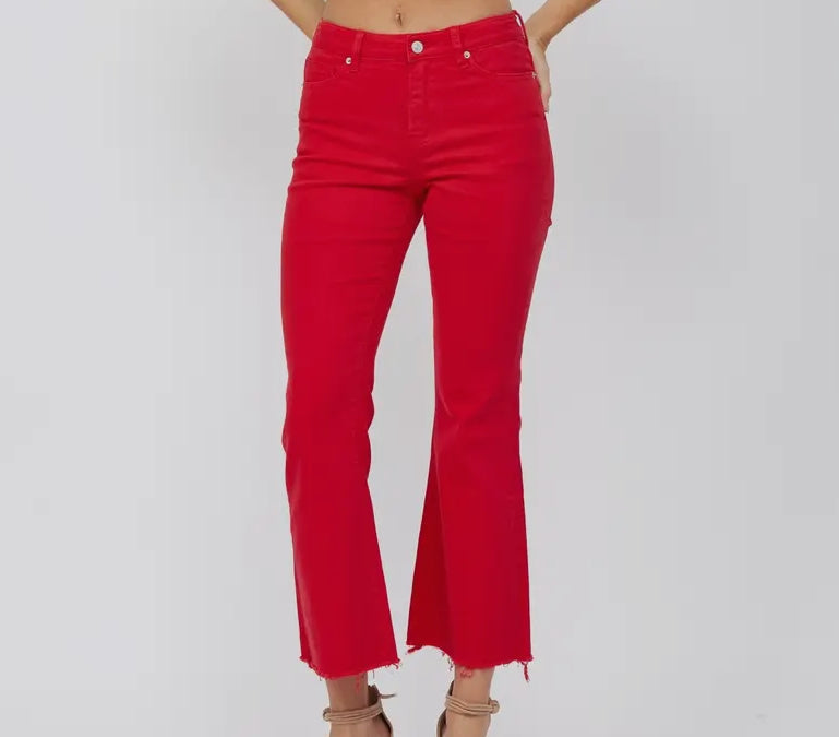 Mica Red Ankle Flare Jeans