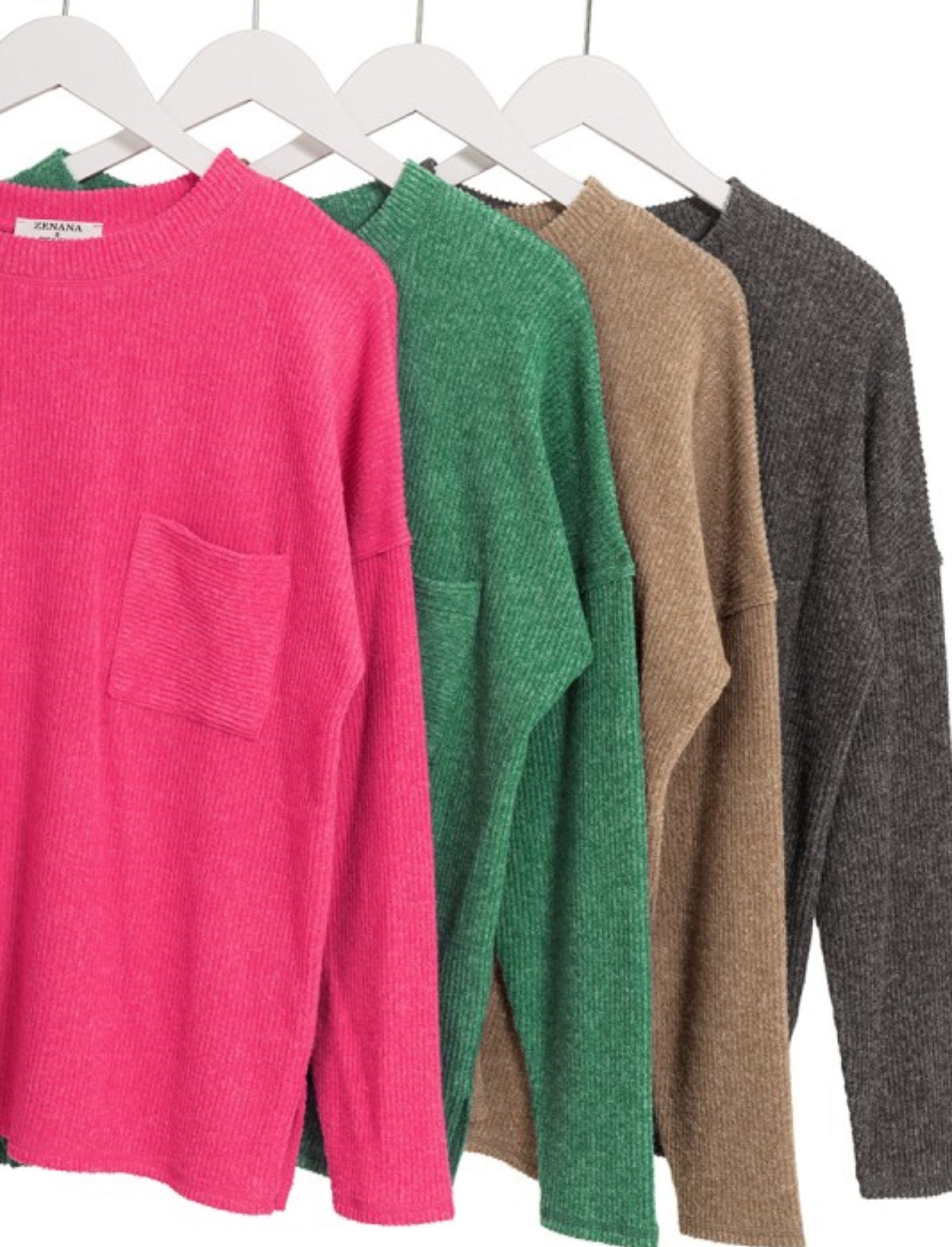 Ribbed Brushed Melange Pocket Sweater