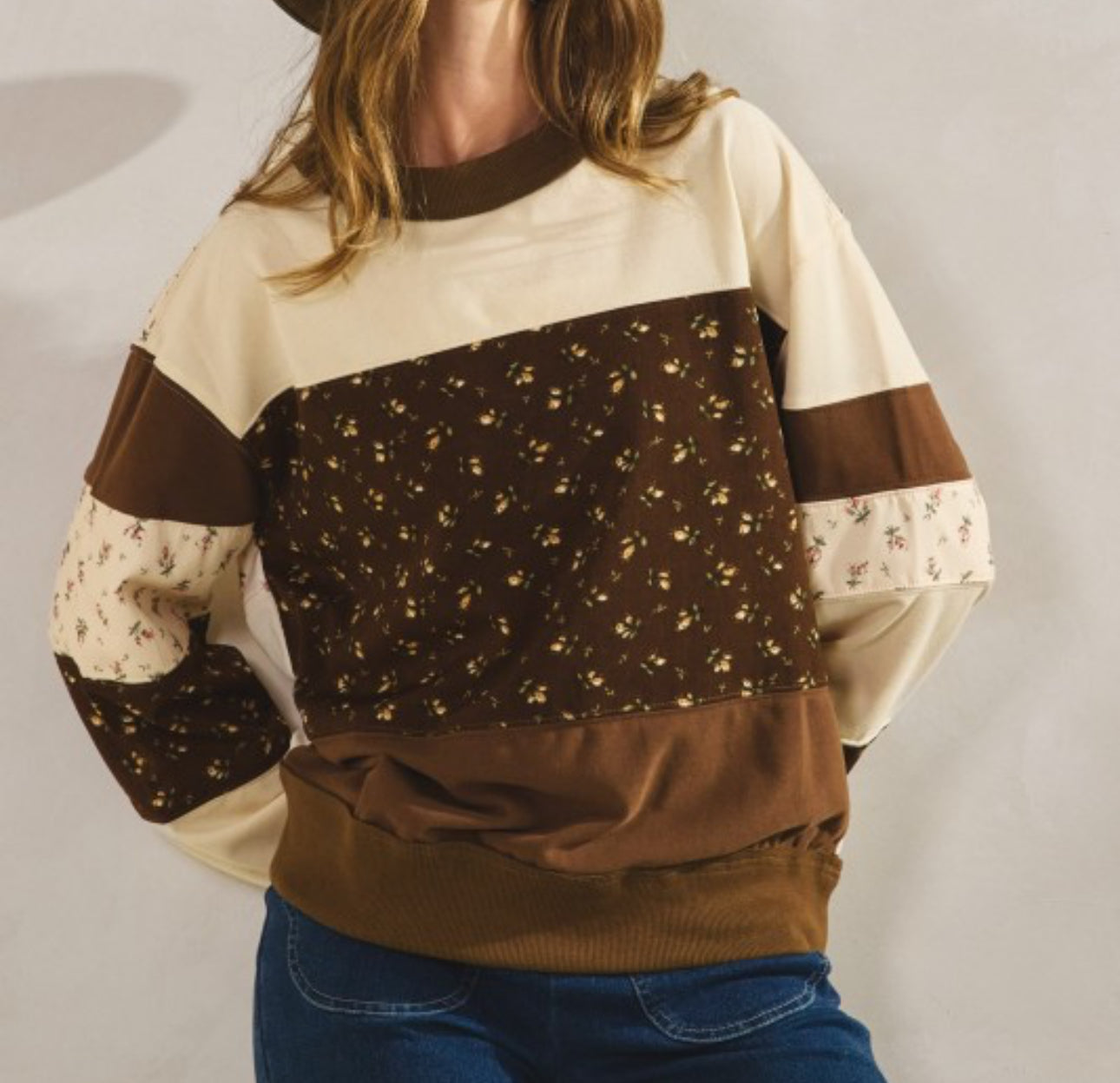 Mocha Vintage Floral Top