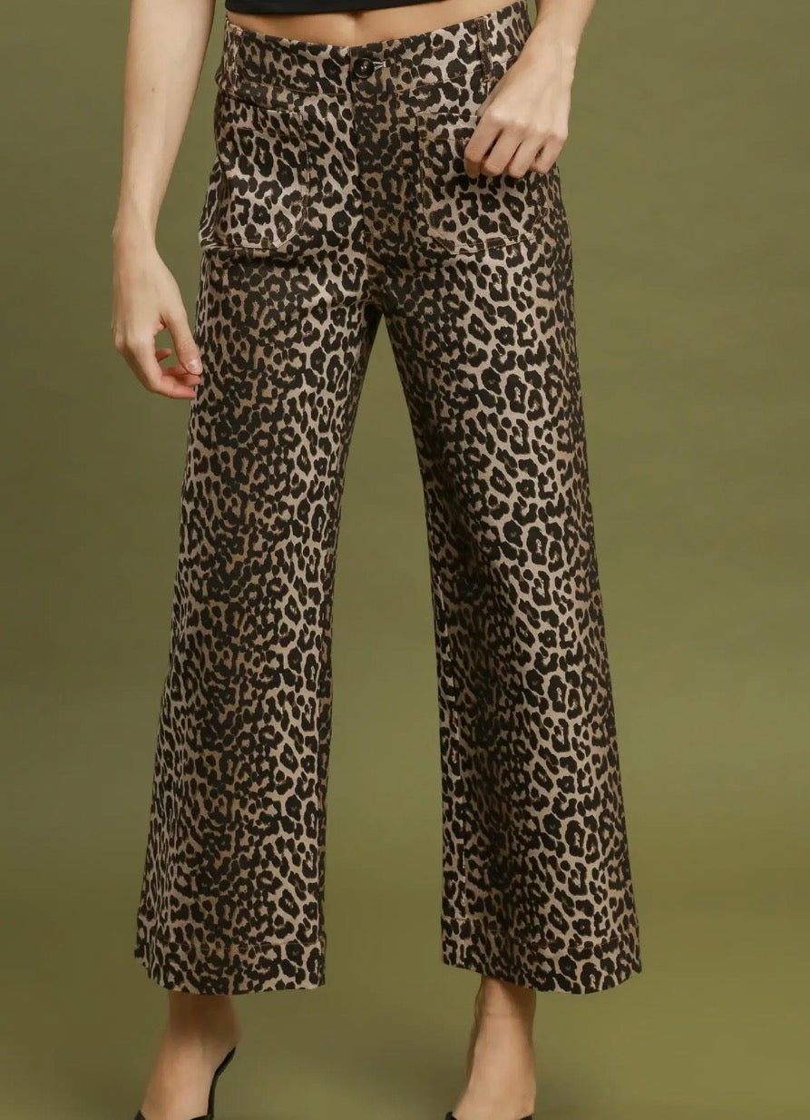 Leopard Luxe Crop Pants- Taupe