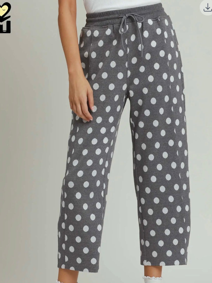 Grey Polka Party Barrel Pants