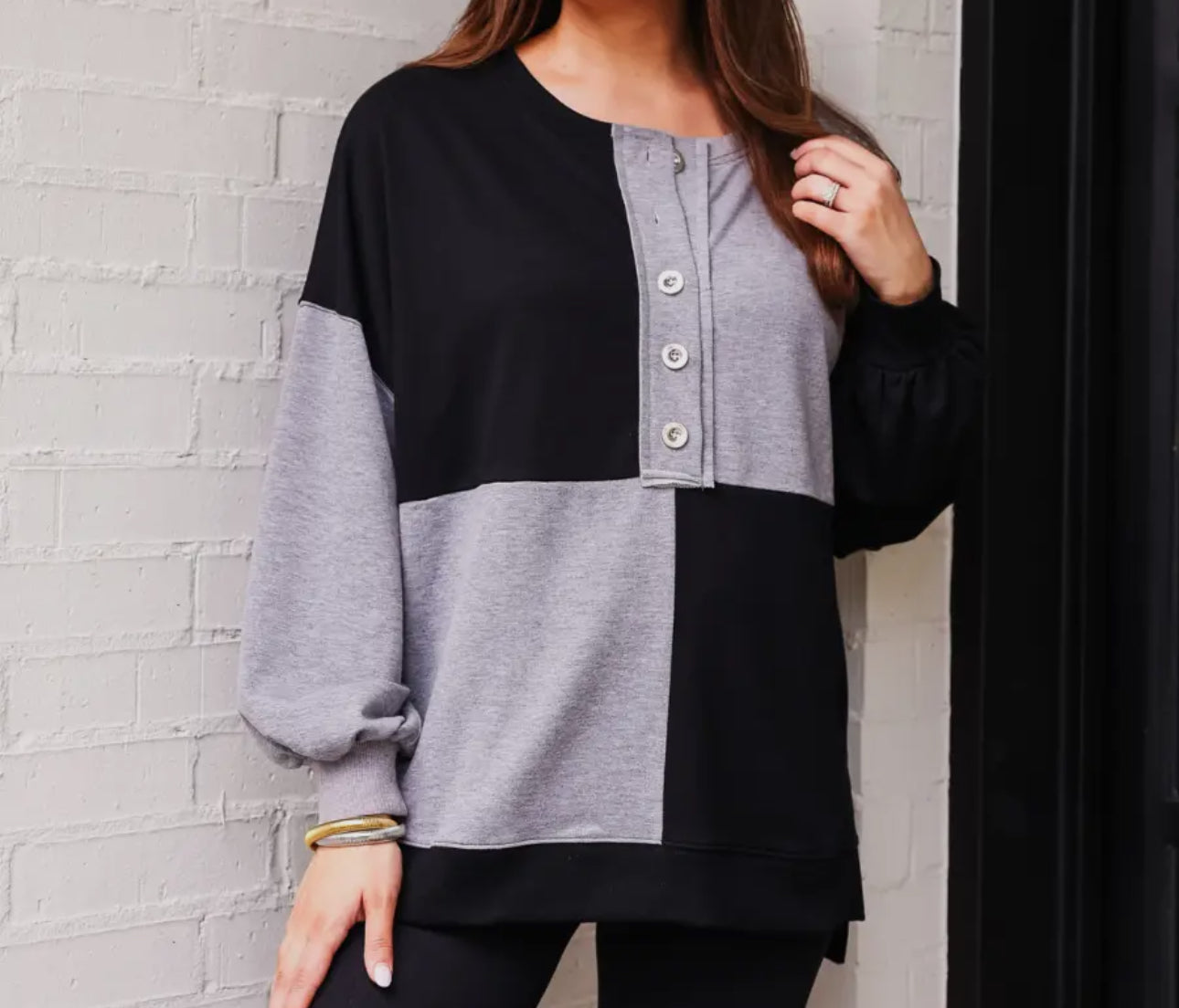 Black Color Block Top