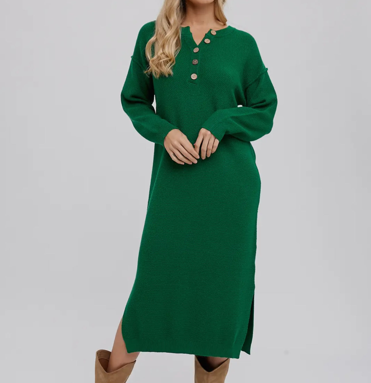 Forest Green Midi Sweater Dress