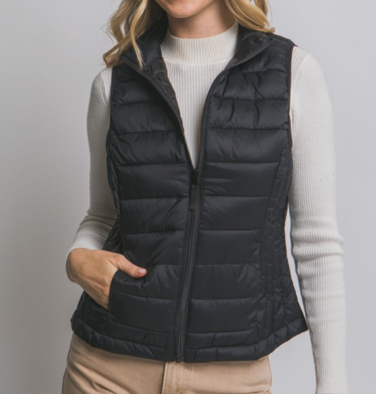 Black Lightweight Puffer Vest