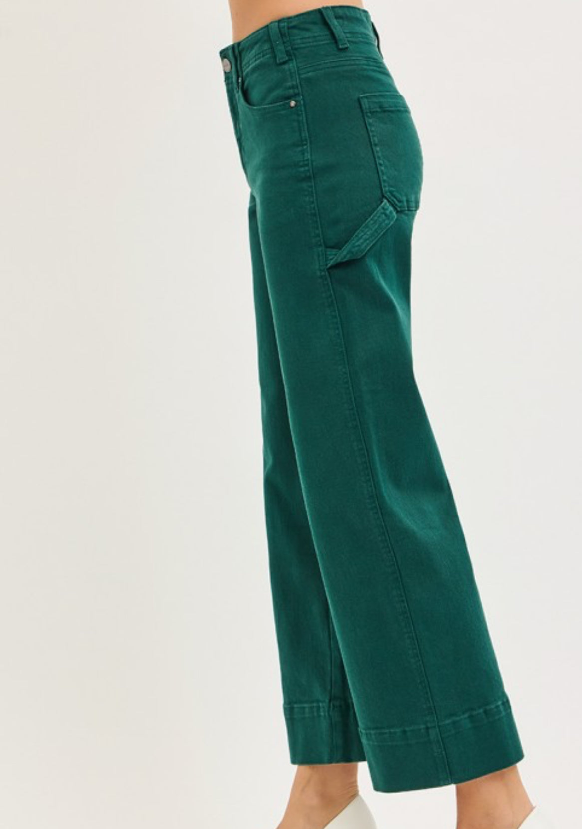 Risen Hunter Green Crop Jeans