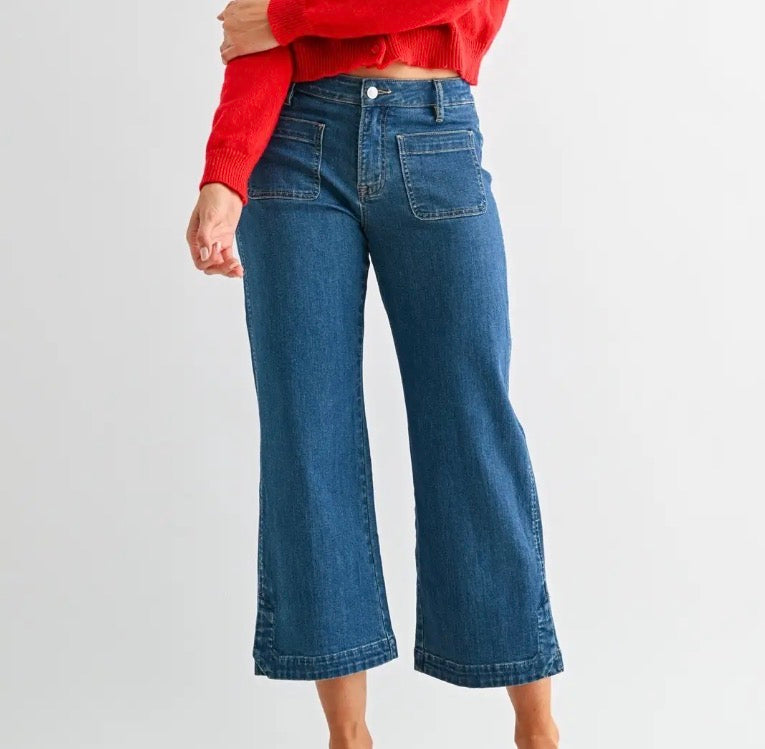 Mica Mid-Rise Crop Jeans- Denim Blue