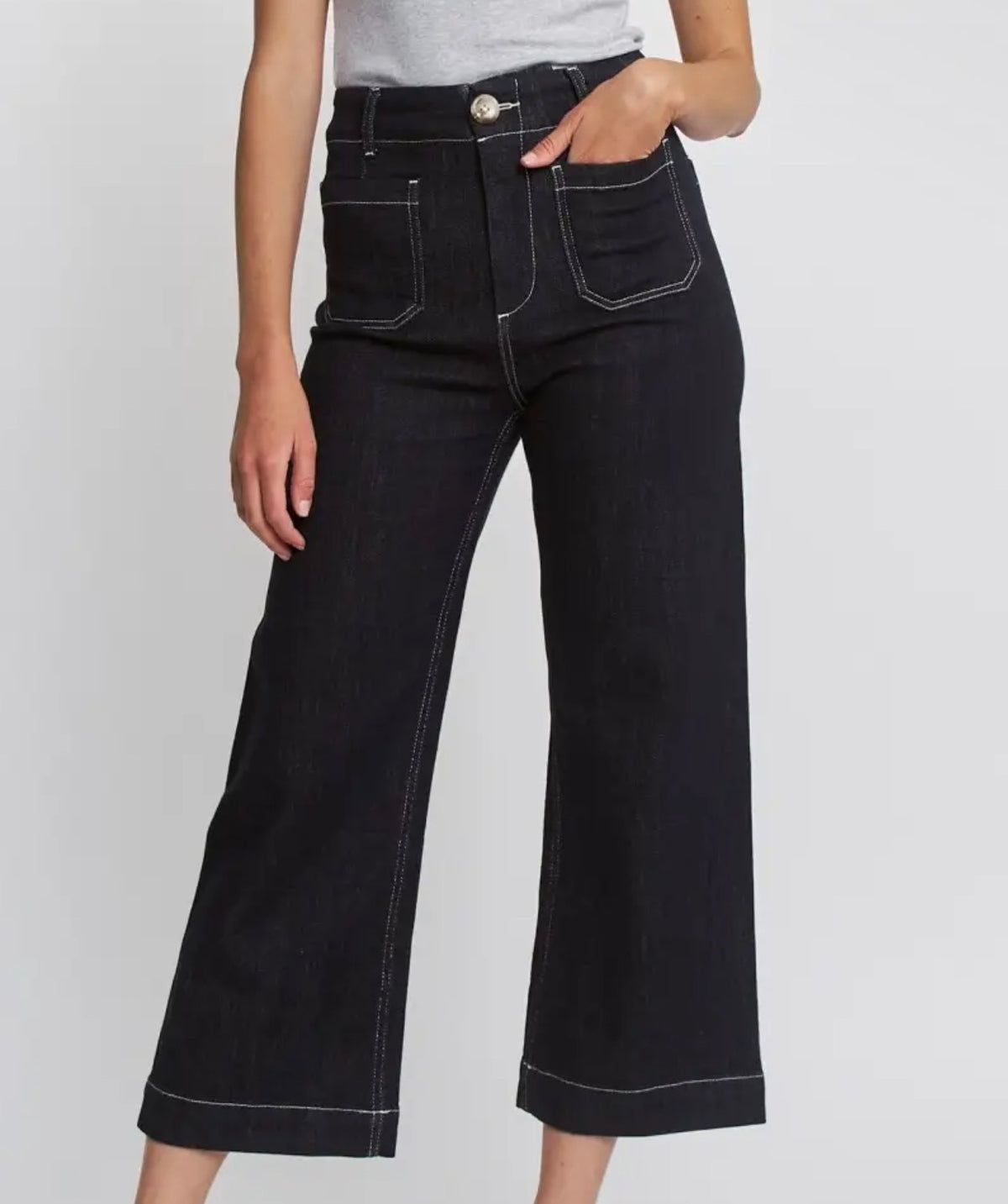 Mica Wide Leg Crop Jean- Deep Cove