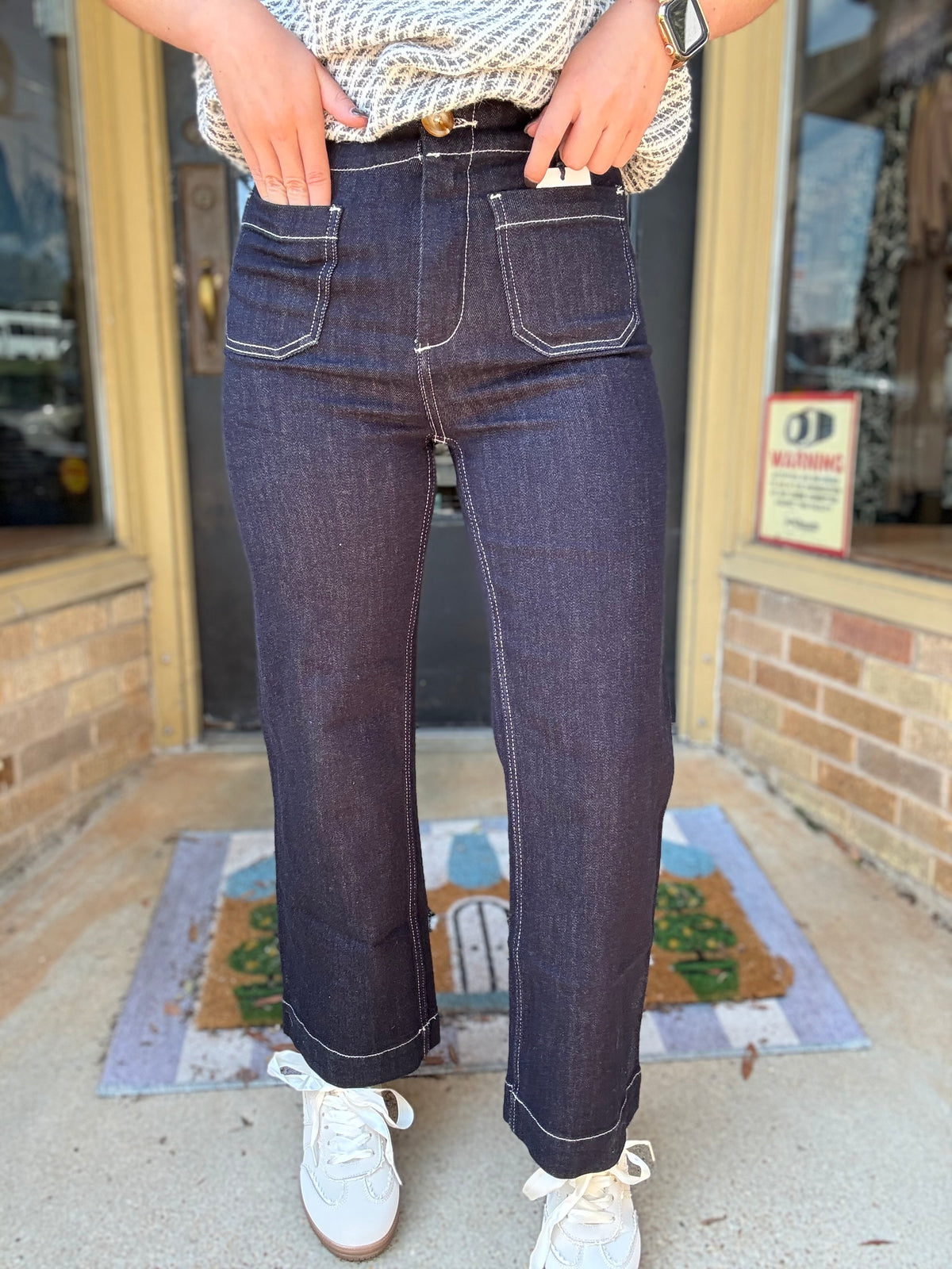 Mica Wide Leg Crop Jean- Deep Cove