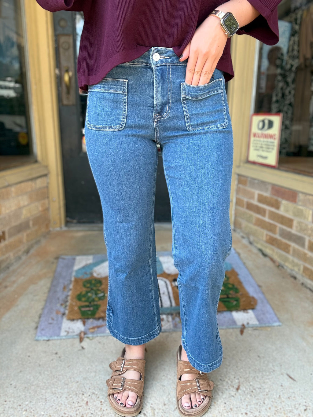 Mica Mid-Rise Crop Jeans- Denim Blue