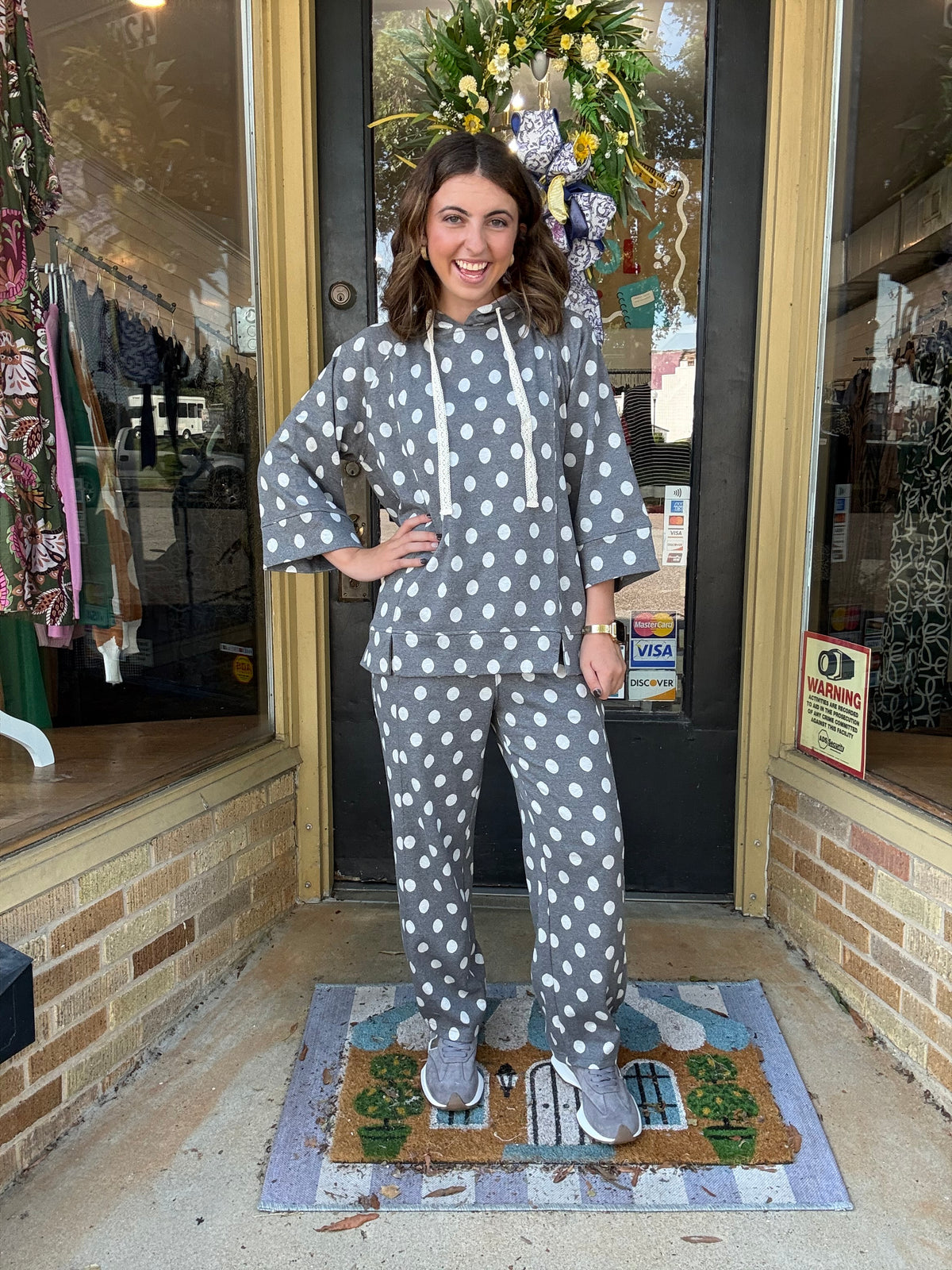 Grey Polka Party Barrel Pants
