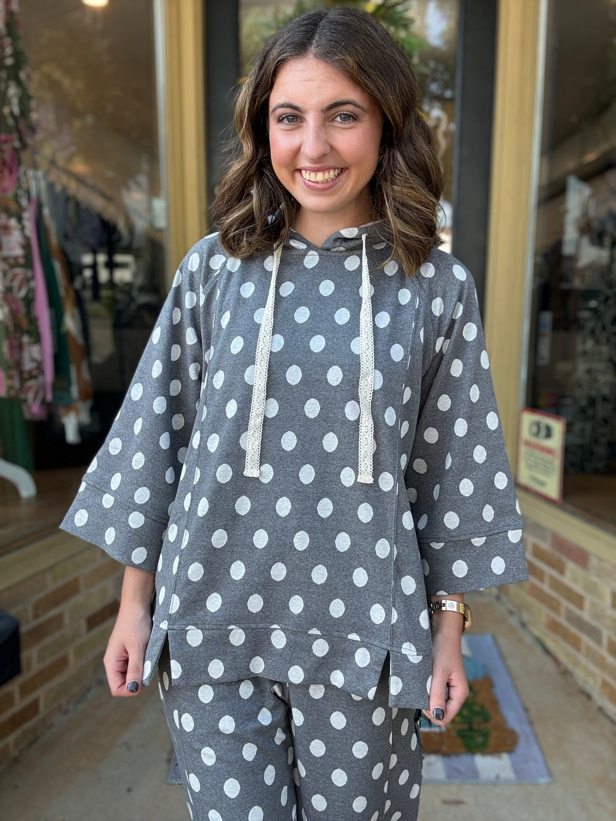 Grey Polka Party Hoodie