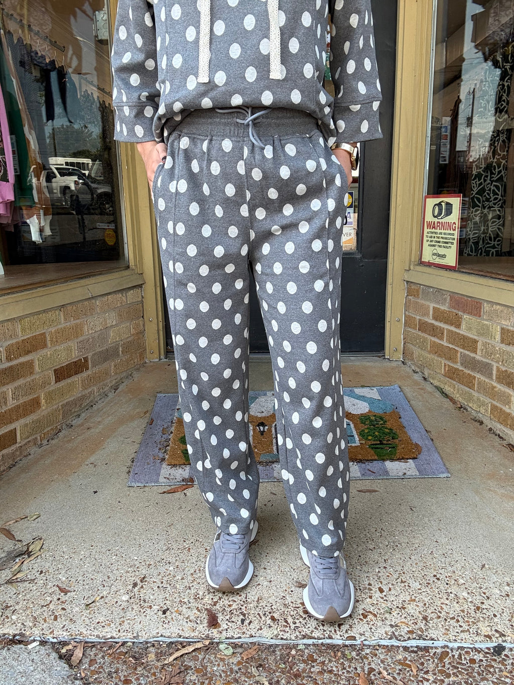 Grey Polka Party Barrel Pants