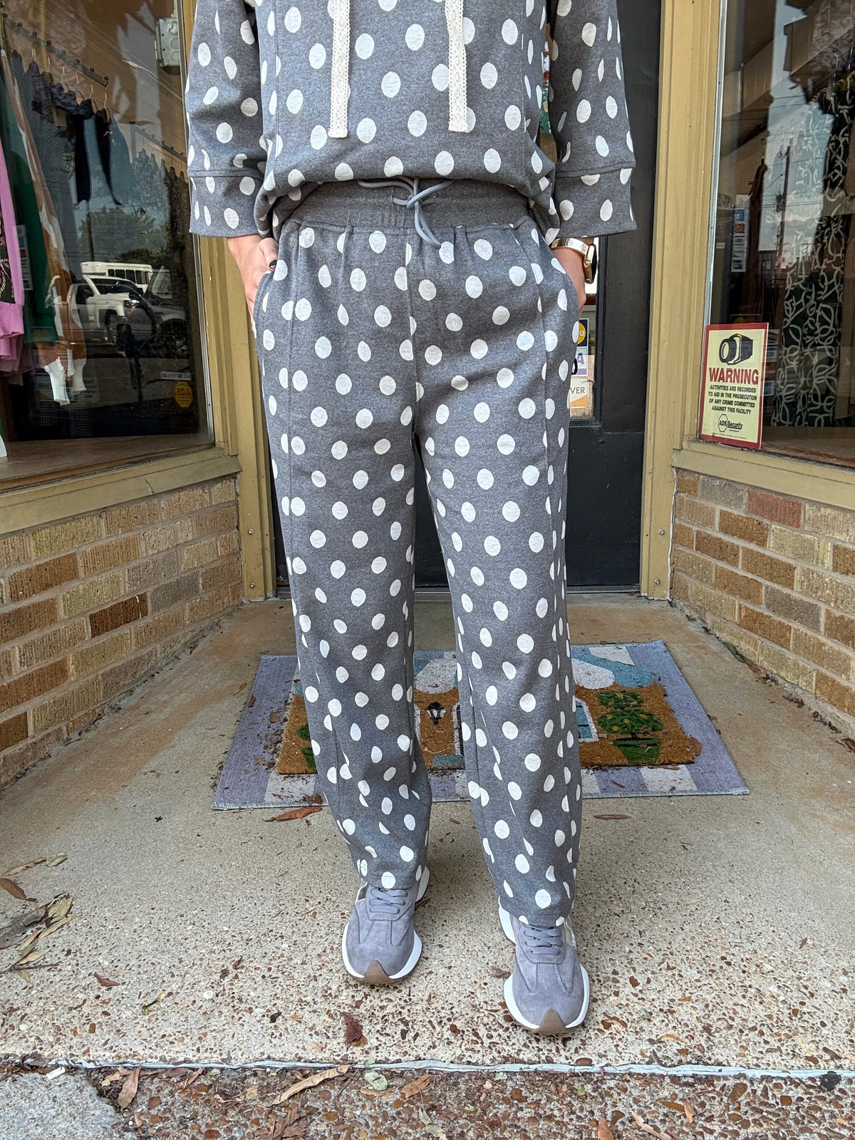 Grey Polka Party Barrel Pants