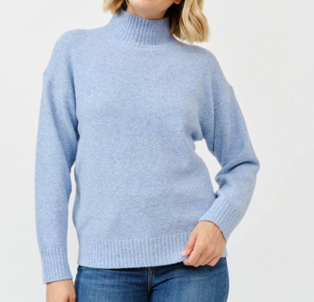 Soft Turtleneck Sweater- Ice Blue
