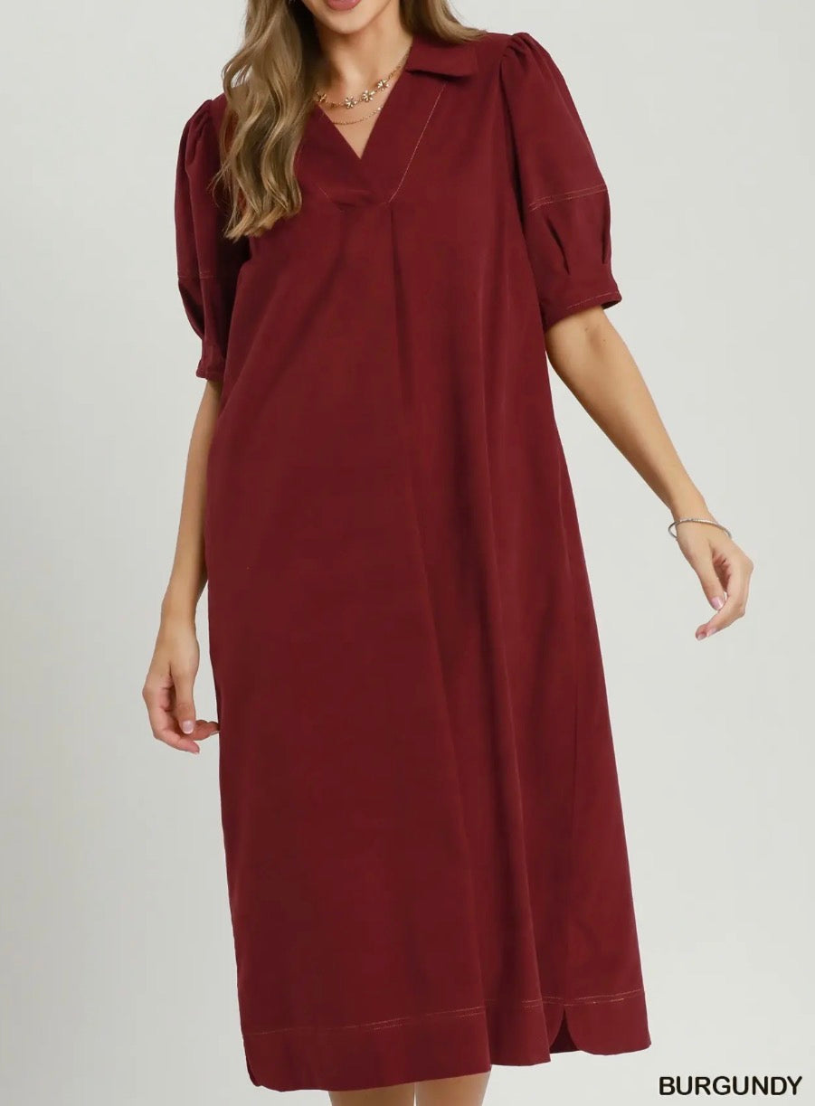Once Upon an Autumn Dress- Burgundy