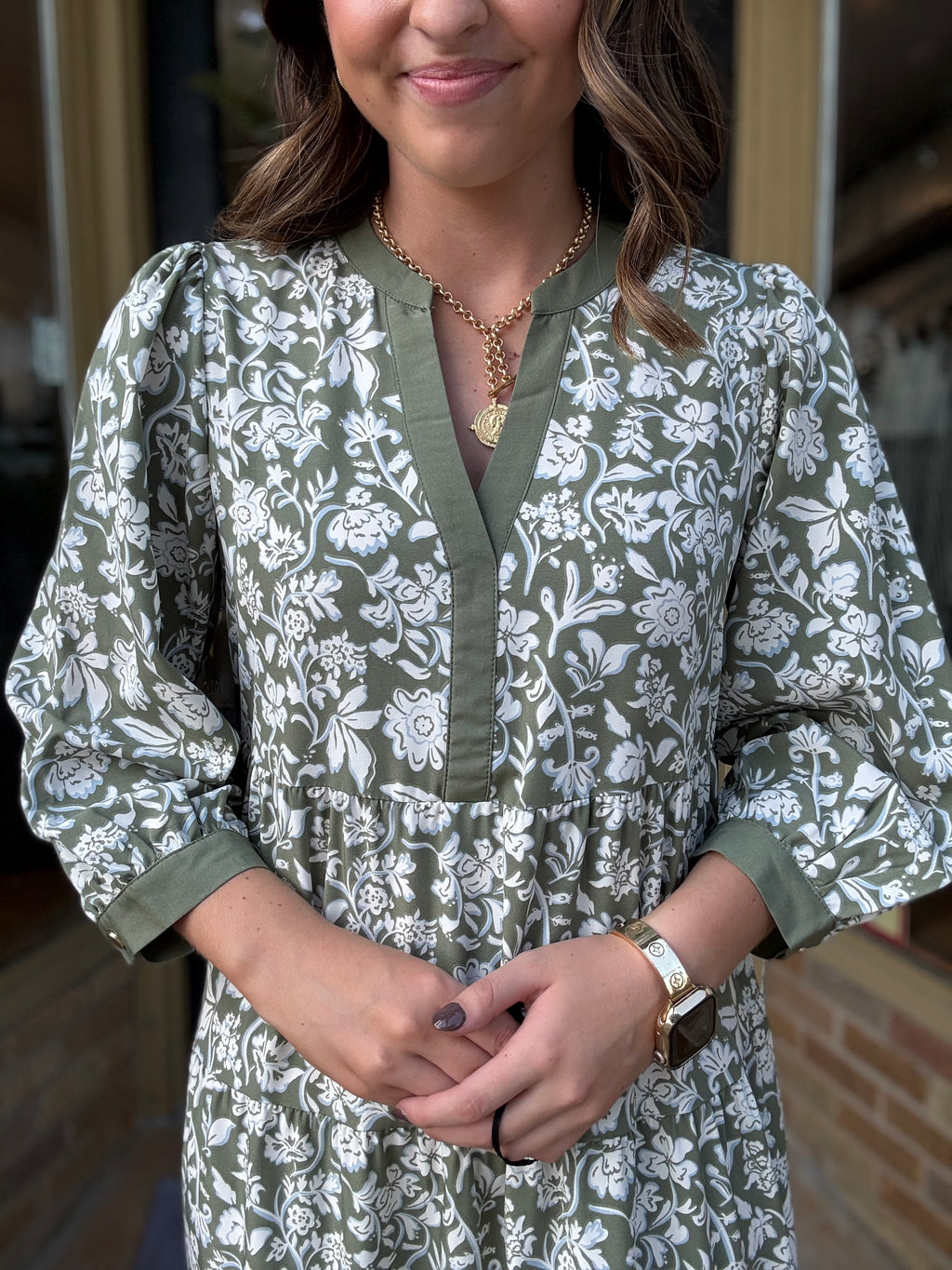 Mary Square Cameron Olive Dress