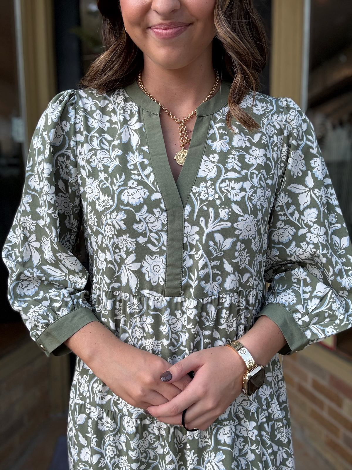 Mary Square Cameron Olive Dress