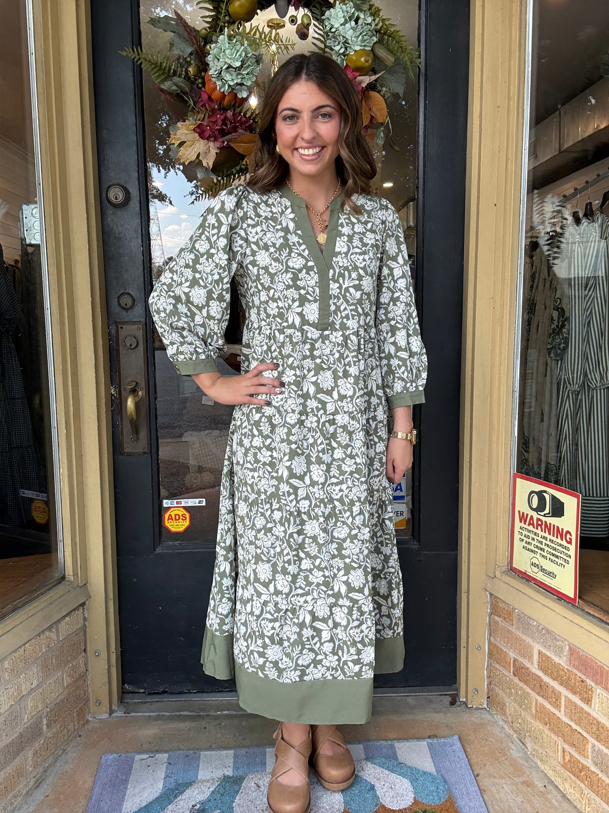 Mary Square Cameron Olive Dress