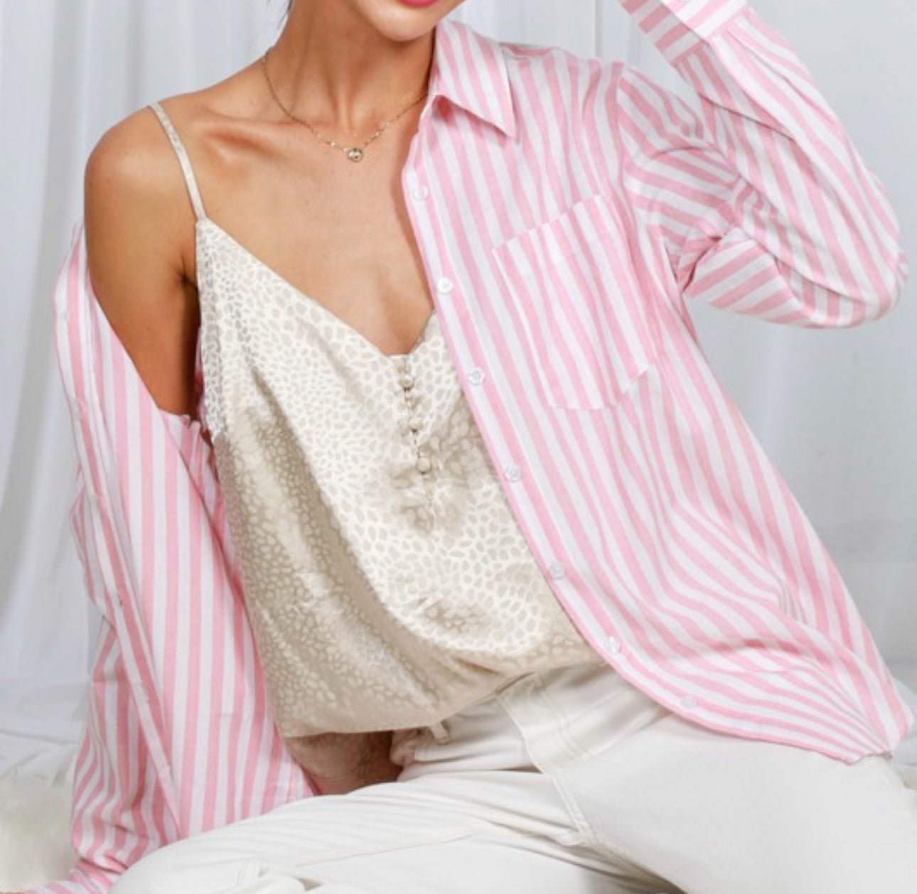 Pink Striped Button Up