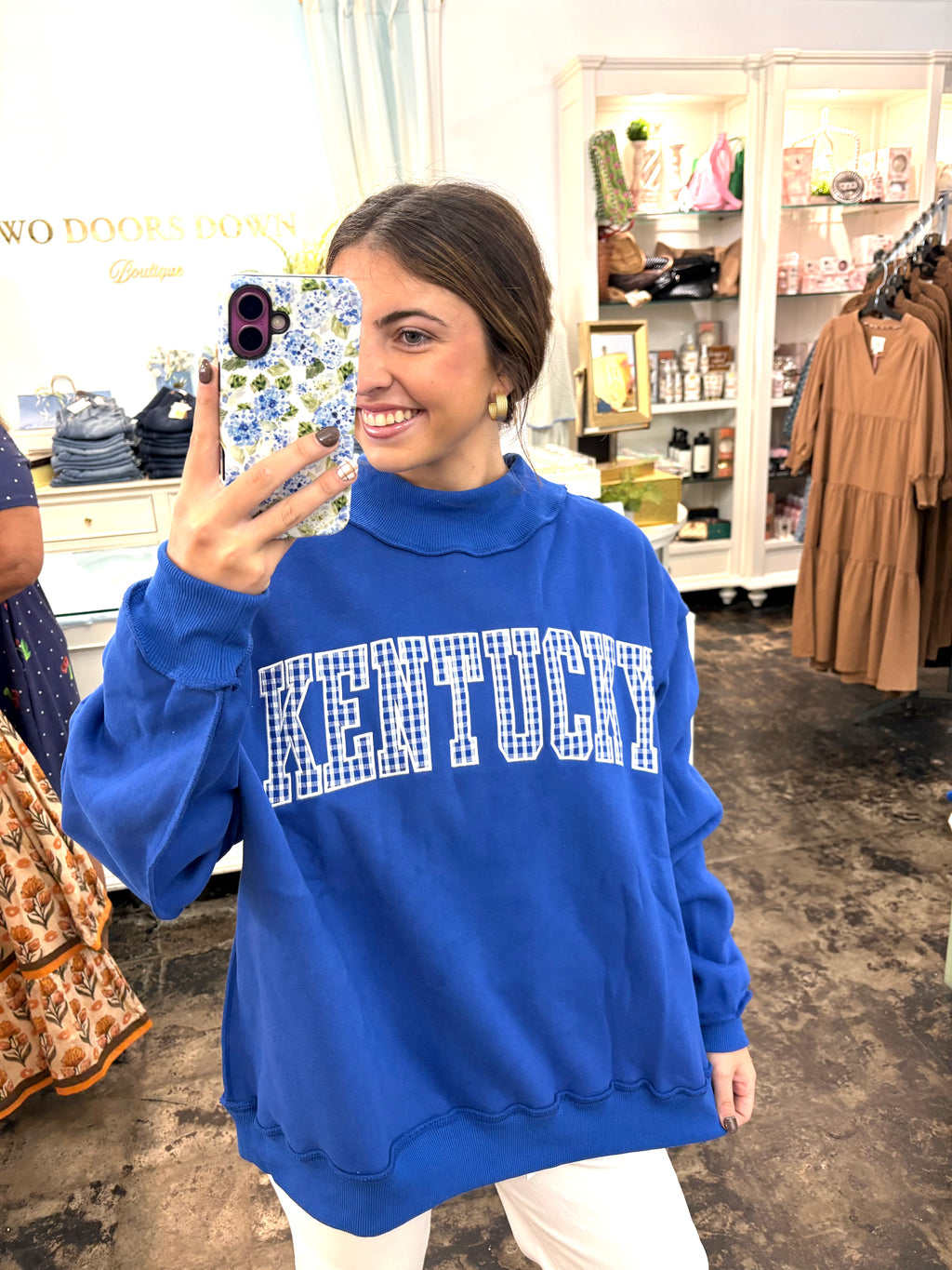Kentucky Gingham Mock Neck Sweatshirt