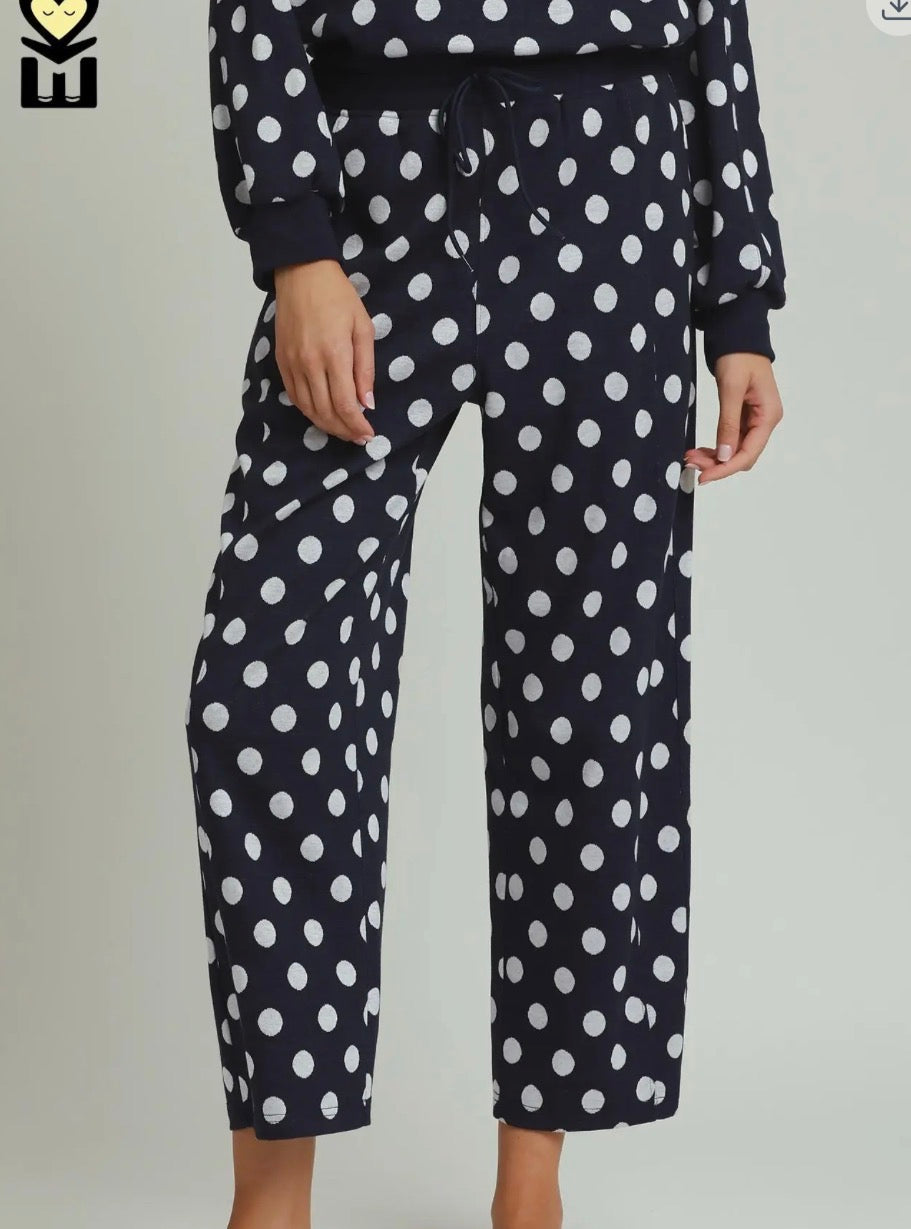 Polka Party Barrel Pants- Navy