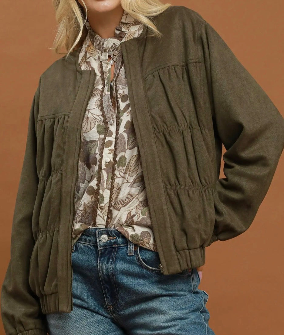 Backroads Suede Jacket- Olive