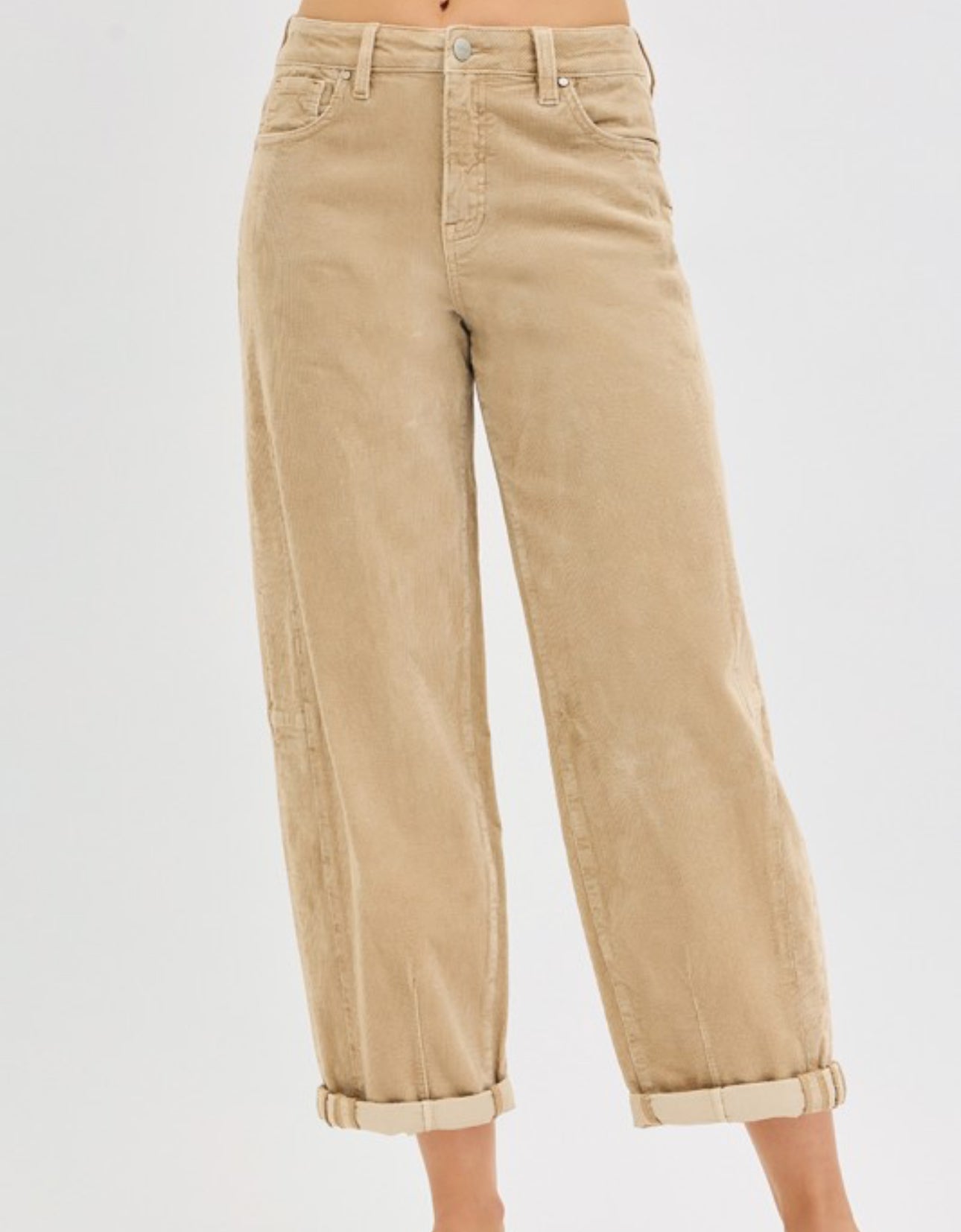 Risen Tan Barrel Corduroy Jeans