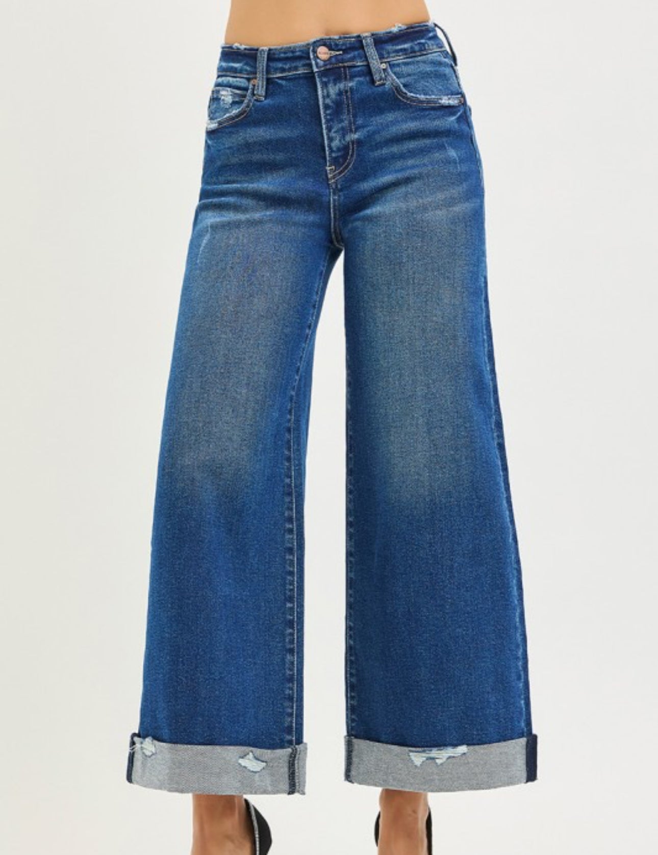 Risen Blue Crop Cuff Jeans