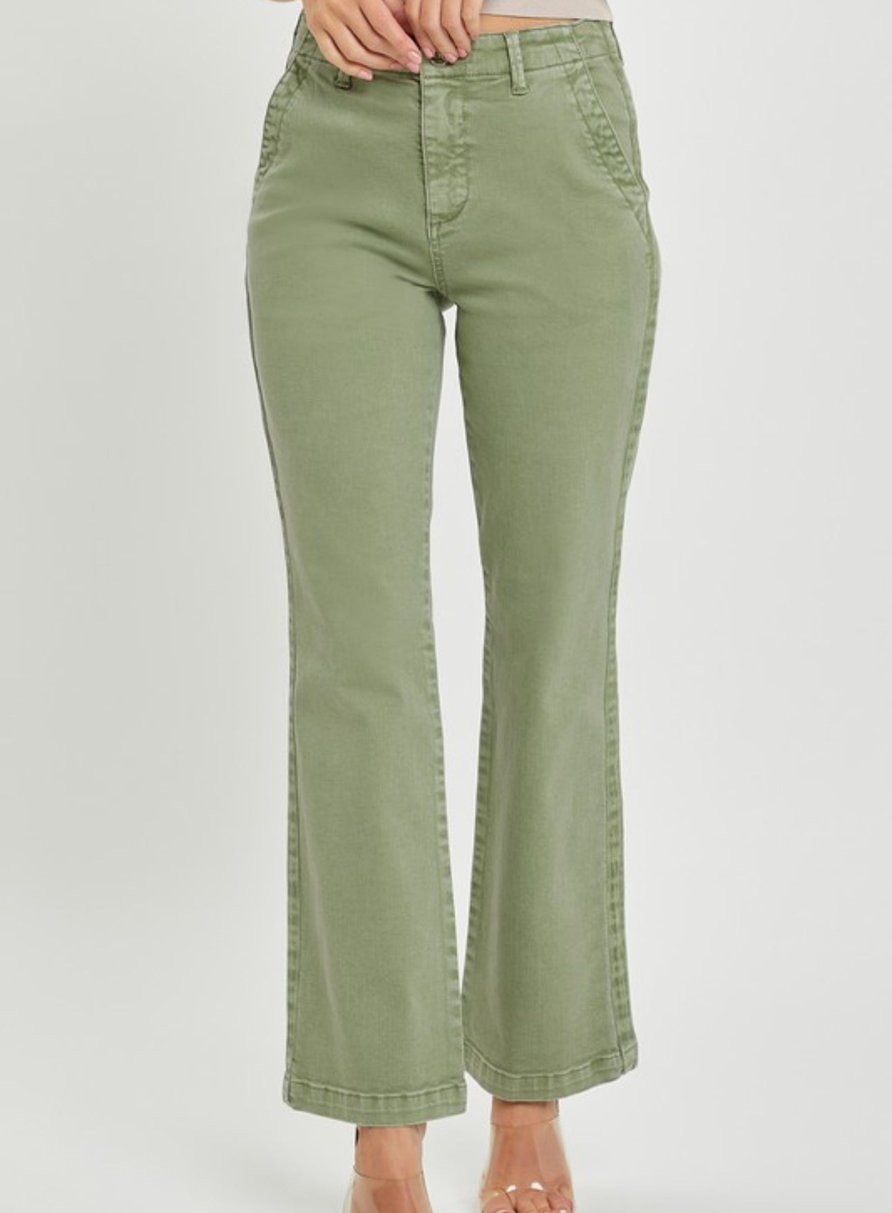 Risen Olive Ankle Straight Pants