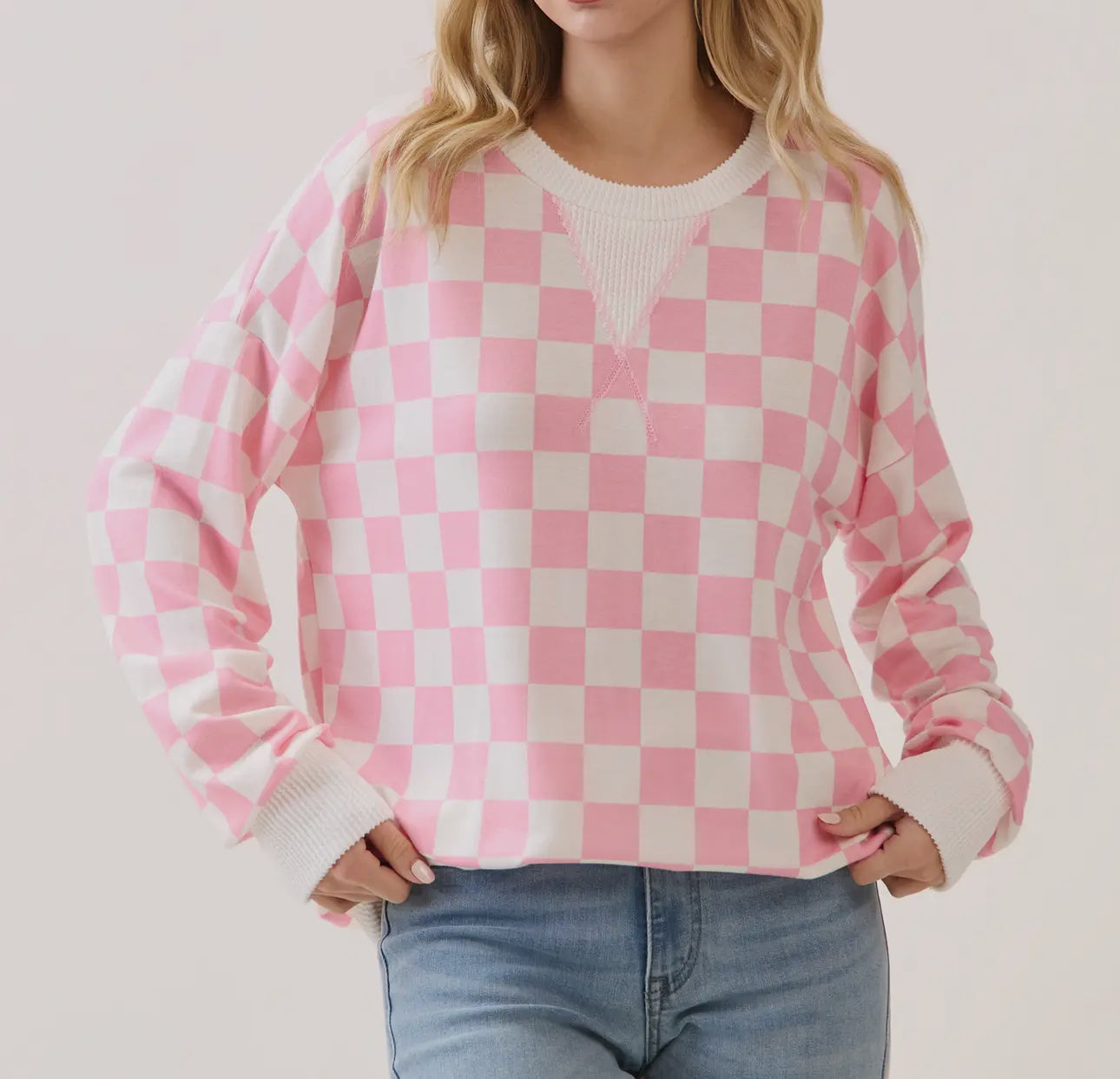 Pink Checkered Pullover