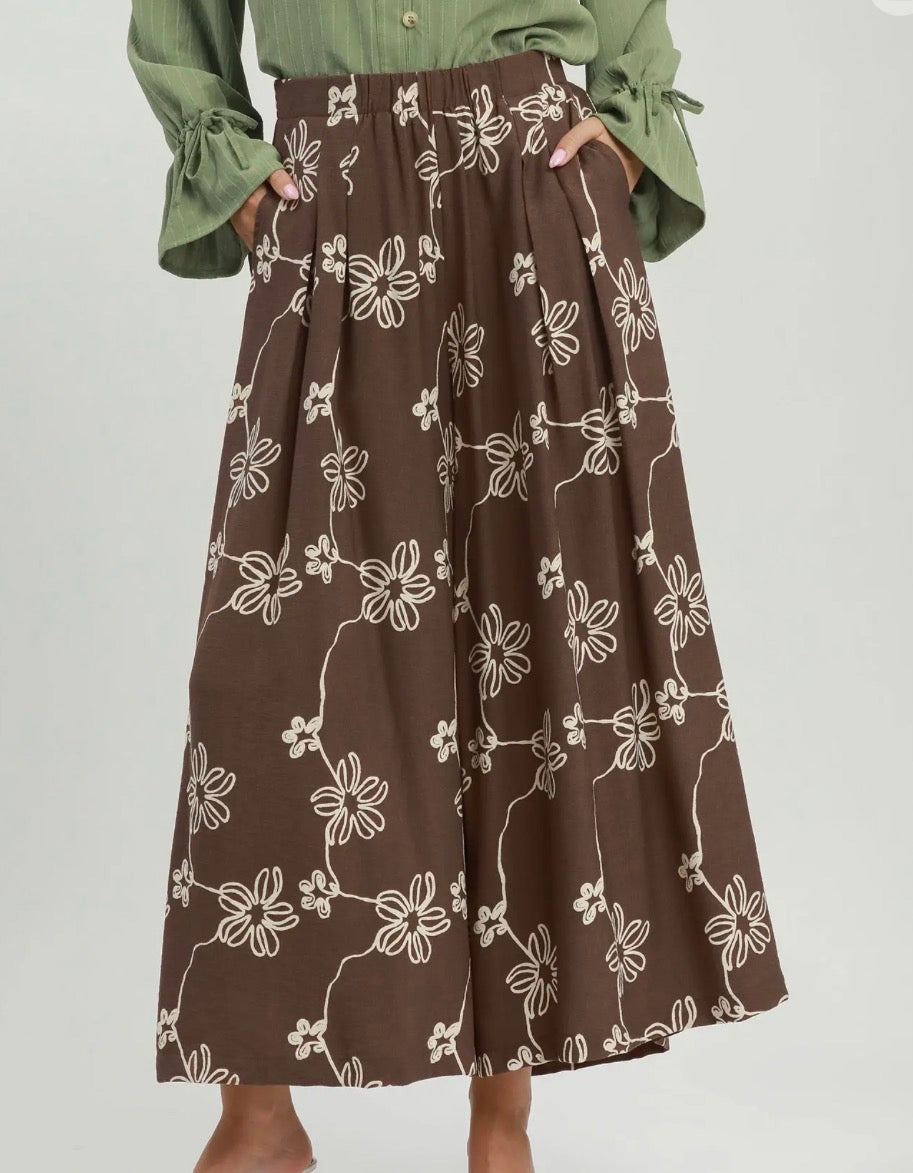 Café Fleur Pants- Chocolate