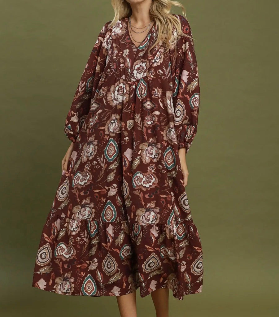Merlot Meadow Maxi Dress