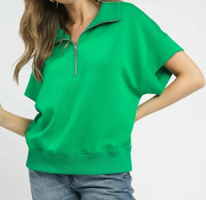 Kelly Green Luxeknit Half Zip Pullover