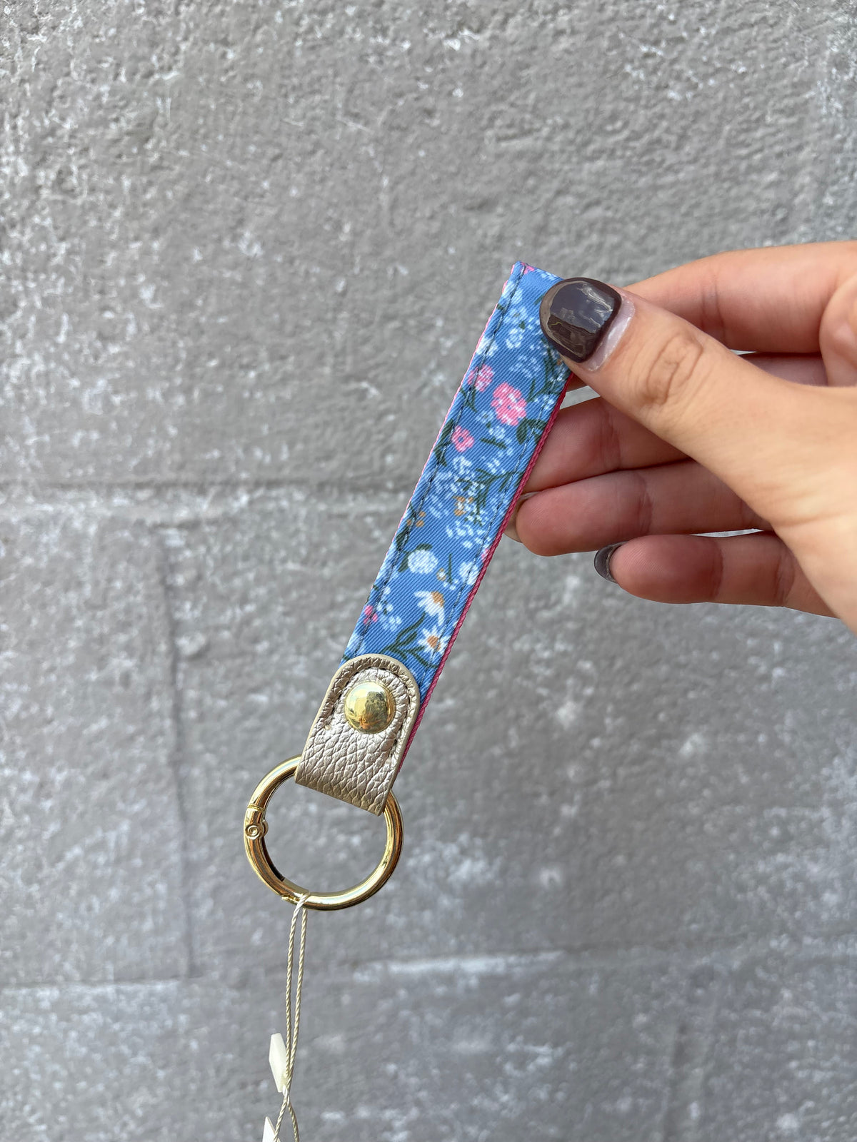 Mary Square Key Fob- Blue Petals
