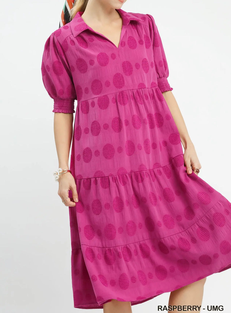 Raspberry Swiss Dot Maxi Dress
