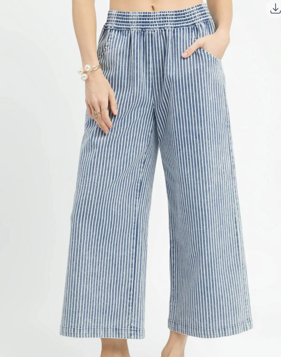 Light Denim Stripe Pants